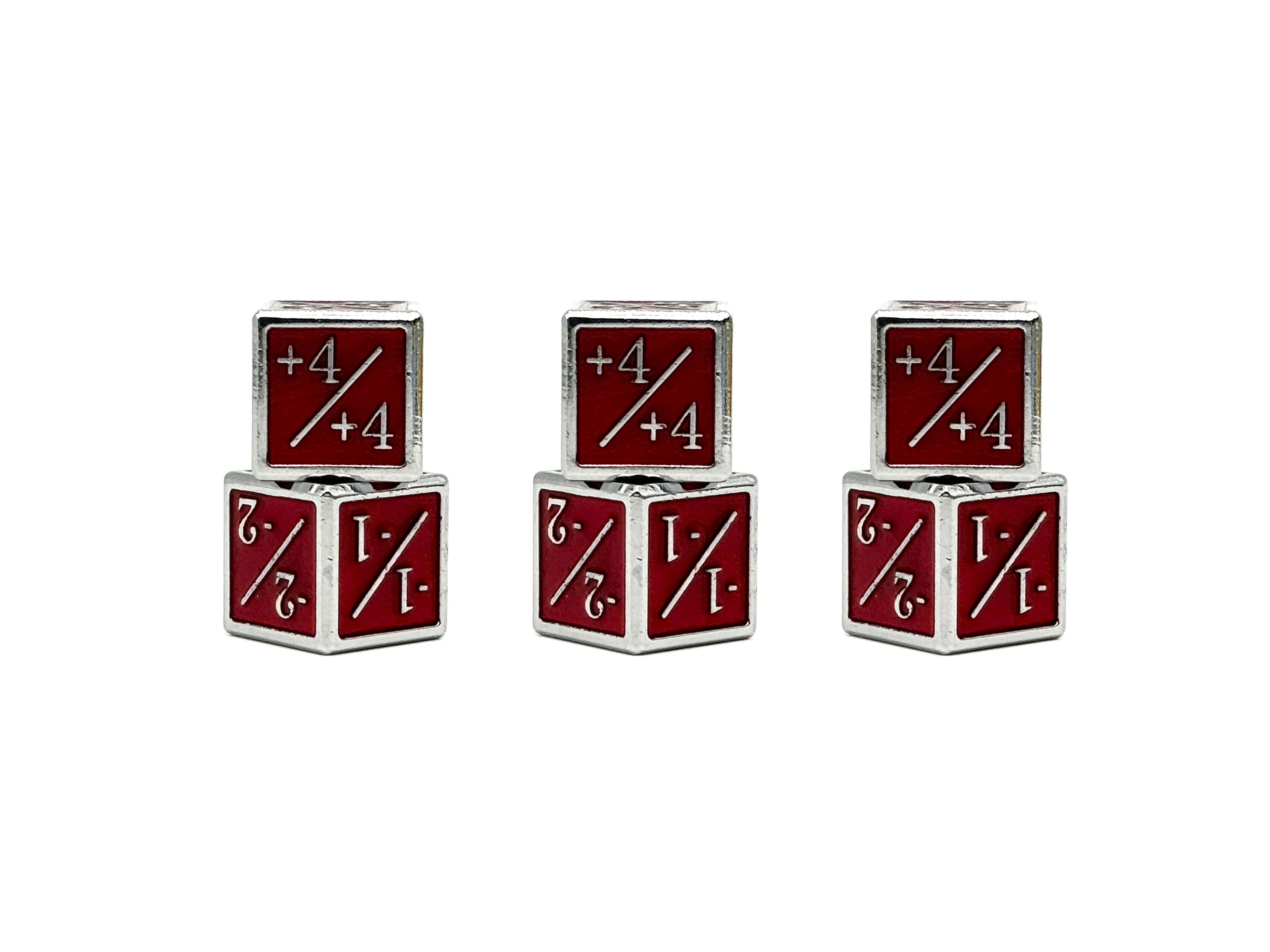 1/+1 & -1/-1 D6 Red Pack of 6 CCG Metal Dice-Alloy Dice-Norse Foundry-Norse Foundry-dungeons & dragons-d&d dice-rpg d6-metal d6-d&d-d6-warpips-pips-perfect for tabletop rpgs