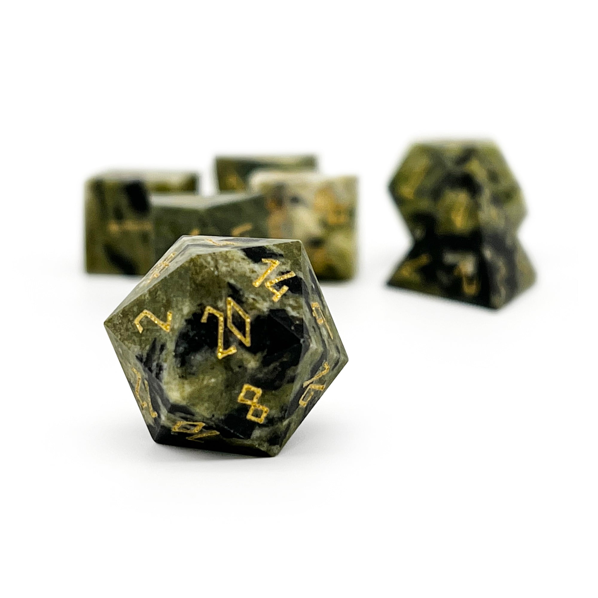 African Jade - 7 Piece RPG Set Gemstone Dice-Gemstone Dice-Norse Foundry-Gemstone Dice-Dungeons & Dragons Dice-Gem Dice-DnD Dice-Gaming Dice-Perfect for Tabletop RPGs-Dice Set