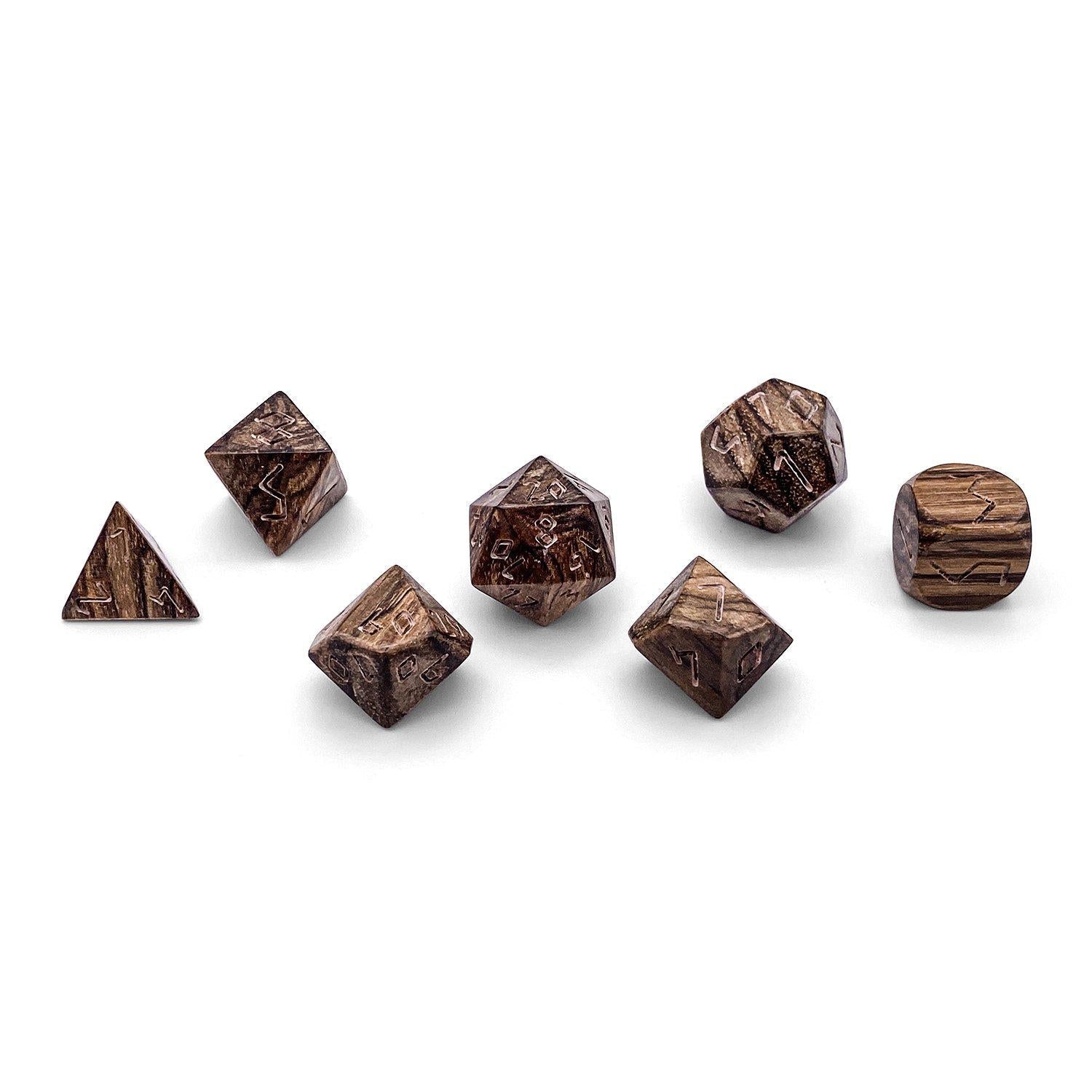 Alligator Wood - 7 Piece RPG Wooden Dice Set-Wooden Dice-Norse Foundry-Norse Foundry-wood dice set-dungeons & dragons-d&d dice set-rpg dice set-wood dice set-d&d-perfect for tabletop rpgs