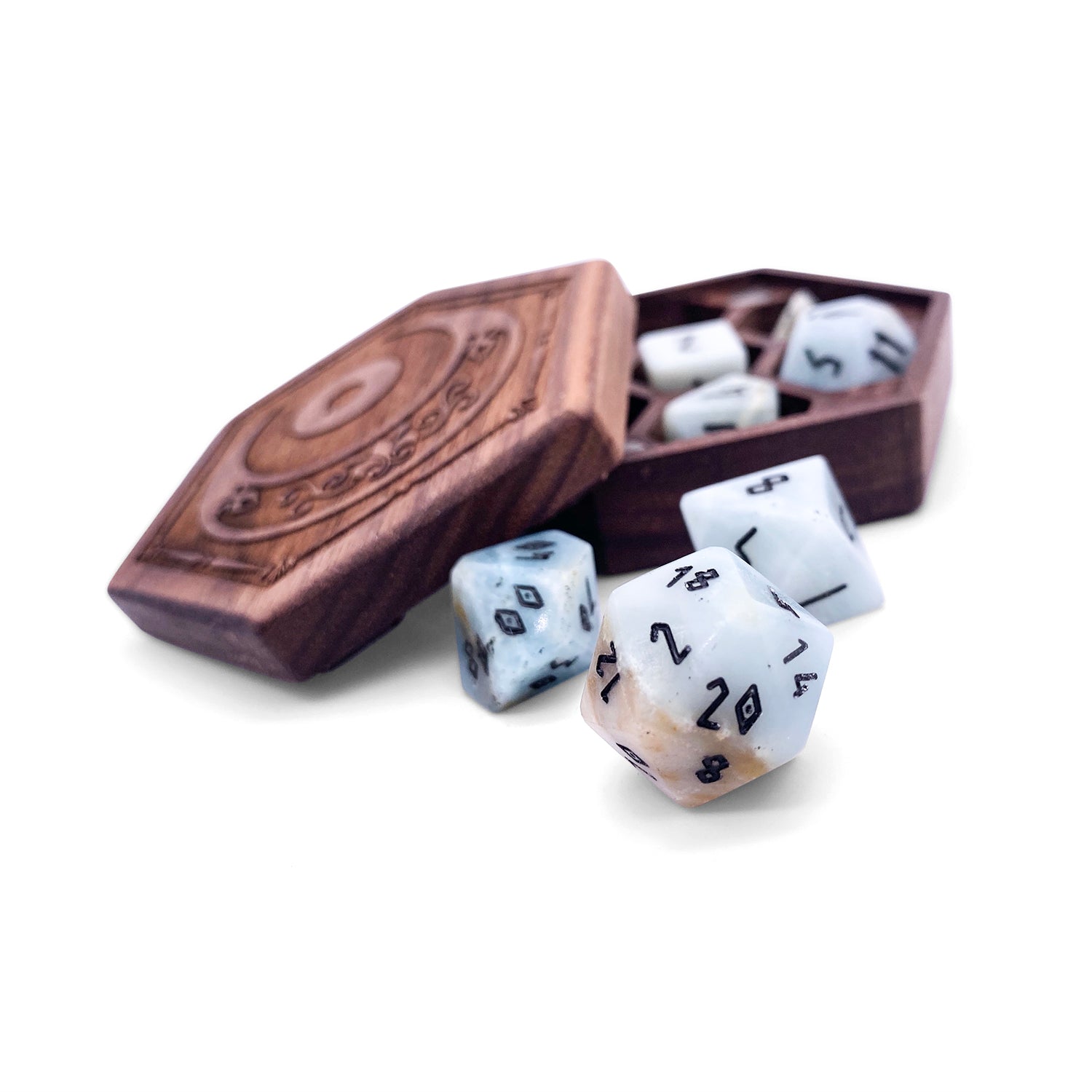 Amazonite - 7 Piece RPG Set Gemstone Dice-Gemstone Dice-Norse Foundry-Gemstone Dice-Dungeons & Dragons Dice-Gem Dice-DnD Dice-Gaming Dice-Perfect for Tabletop RPGs-Dice Set