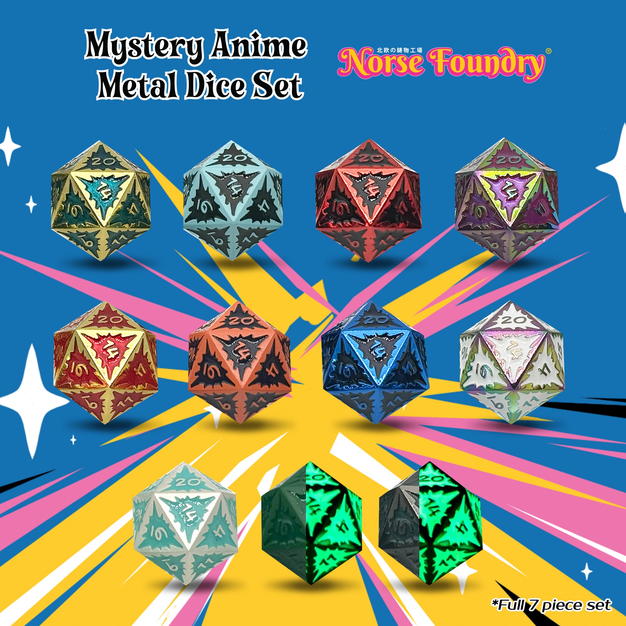 Anime Mystery Dice Set-Mystery Deals-Norse Foundry -mystery dice-dungeons and dragons-d&d-dungeons & dragons-mystery deal-Perfect for Tabletop RPGs