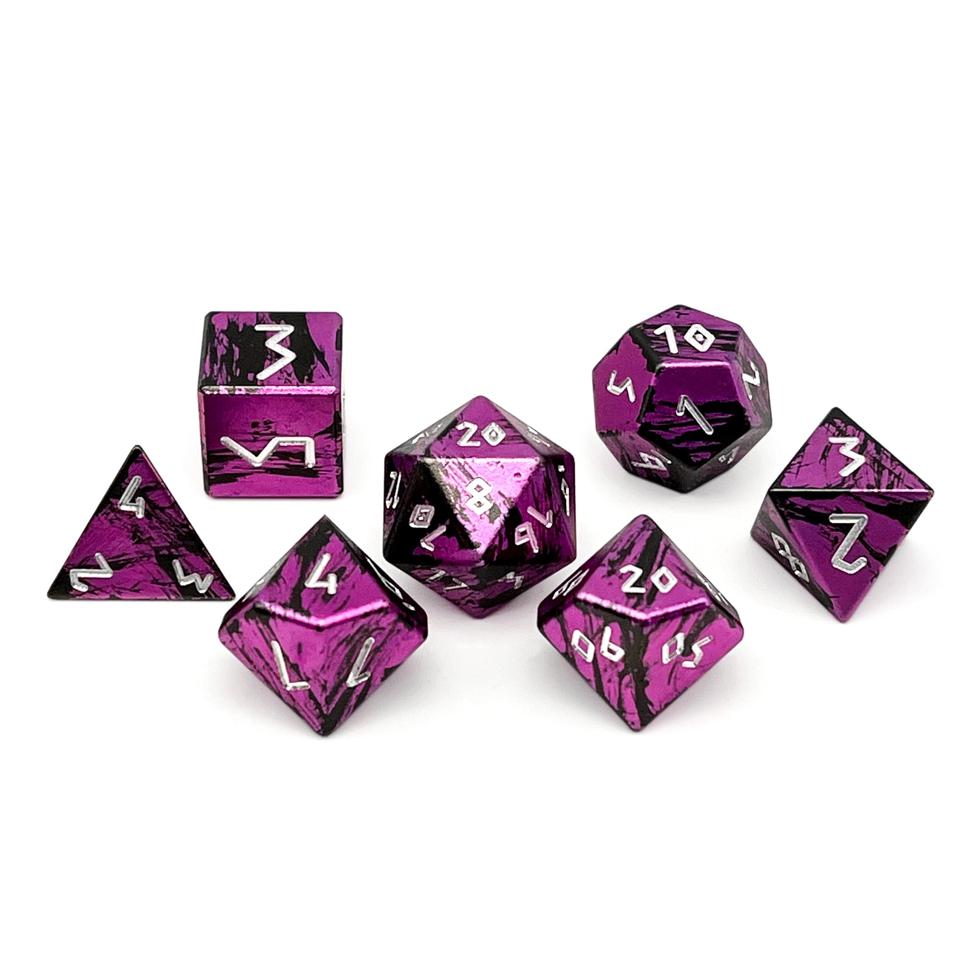 Baby Flamingo - 7 Piece RPG Set 6063 Aluminum Layered Dice-Aluminum Dice-Norse Foundry-Norse Foundry-aluminum dice-dungeons & dragons-d&d dice set-rpg dice set-aluminum d&d dice set-d&d-lightweight-perfect for tabletop rpgs