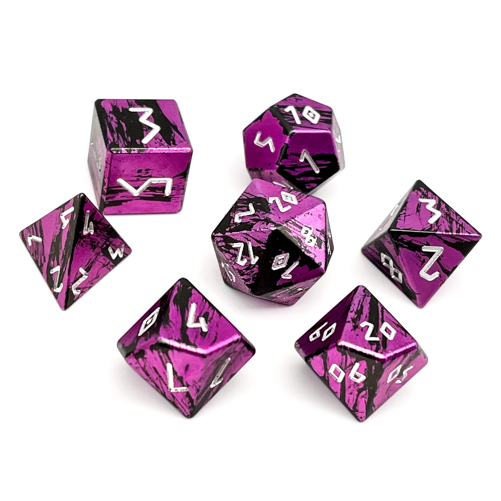 Baby Flamingo - 7 Piece RPG Set 6063 Aluminum Layered Dice-Aluminum Dice-Norse Foundry-Norse Foundry-aluminum dice-dungeons & dragons-d&d dice set-rpg dice set-aluminum d&d dice set-d&d-lightweight-perfect for tabletop rpgs