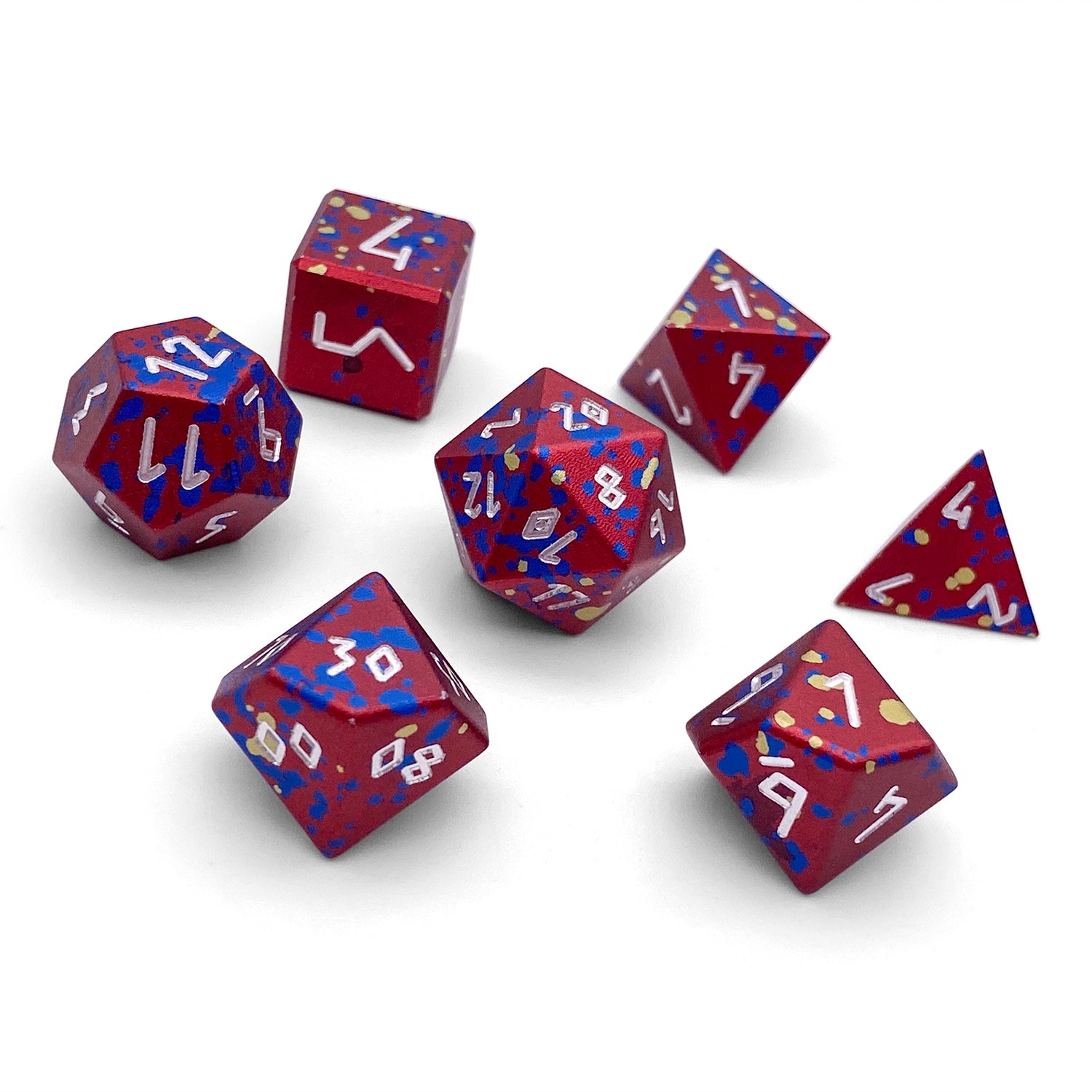Barbarians Rage - 7 Piece RPG Set 6063 Aluminum Wondrous Dice-Wondrous Dice | Set of 7-Norse Foundry-Norse Foundry-aluminum dice-dungeons & dragons-d&d dice set-rpg dice set-aluminum d&d dice set-d&d-lightweight-perfect for tabletop rpgs