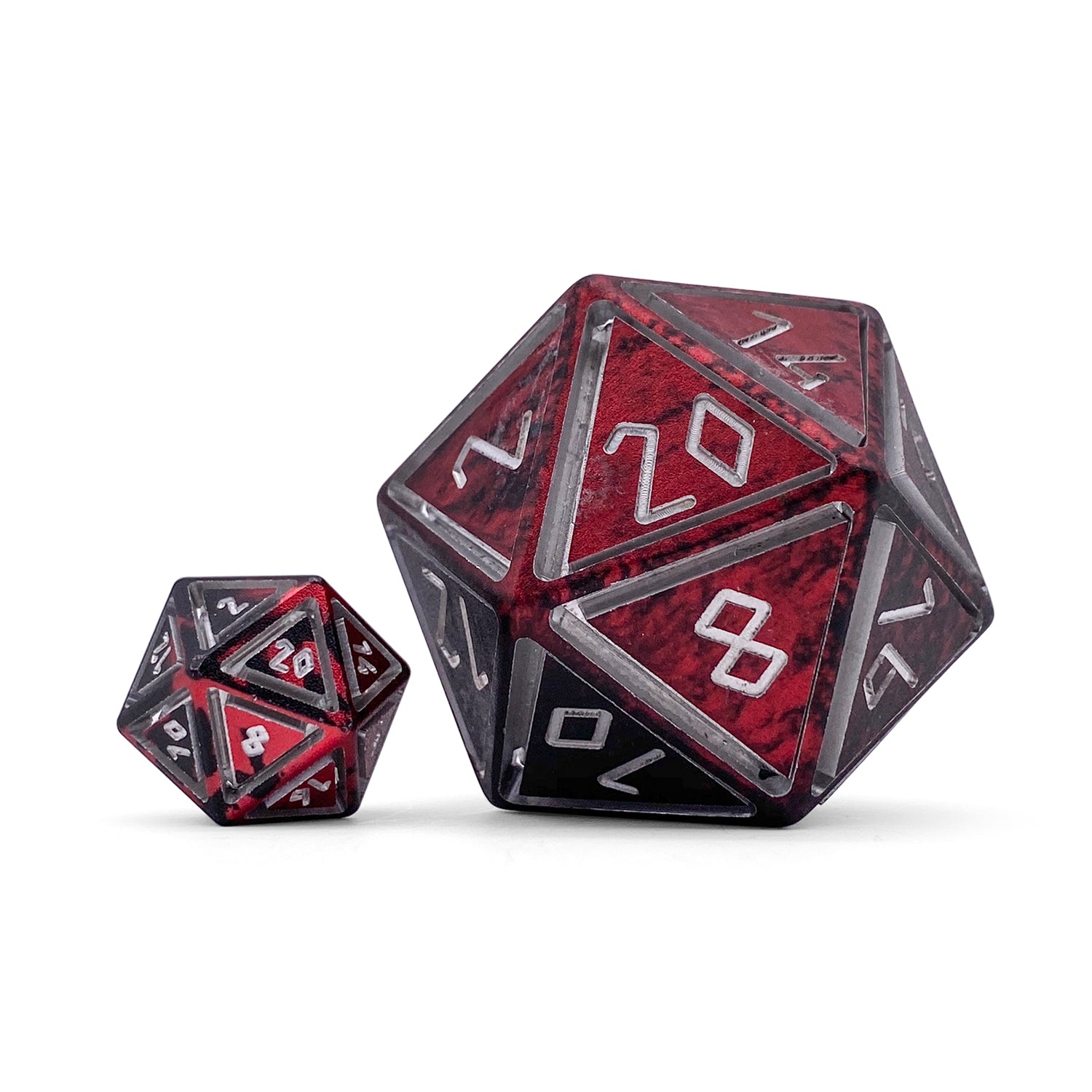 Berserker's Frenzy - Nimbus™ Boulder® 55mm 6063 Aluminum Wondrous Dice-Aluminum Dice-Norse Foundry-Norse Foundry-aluminum dice-dungeons & dragons-d&d dice-rpg dice-d20-d&d-55mm-oversize-boulder-perfect for tabletop rpgs