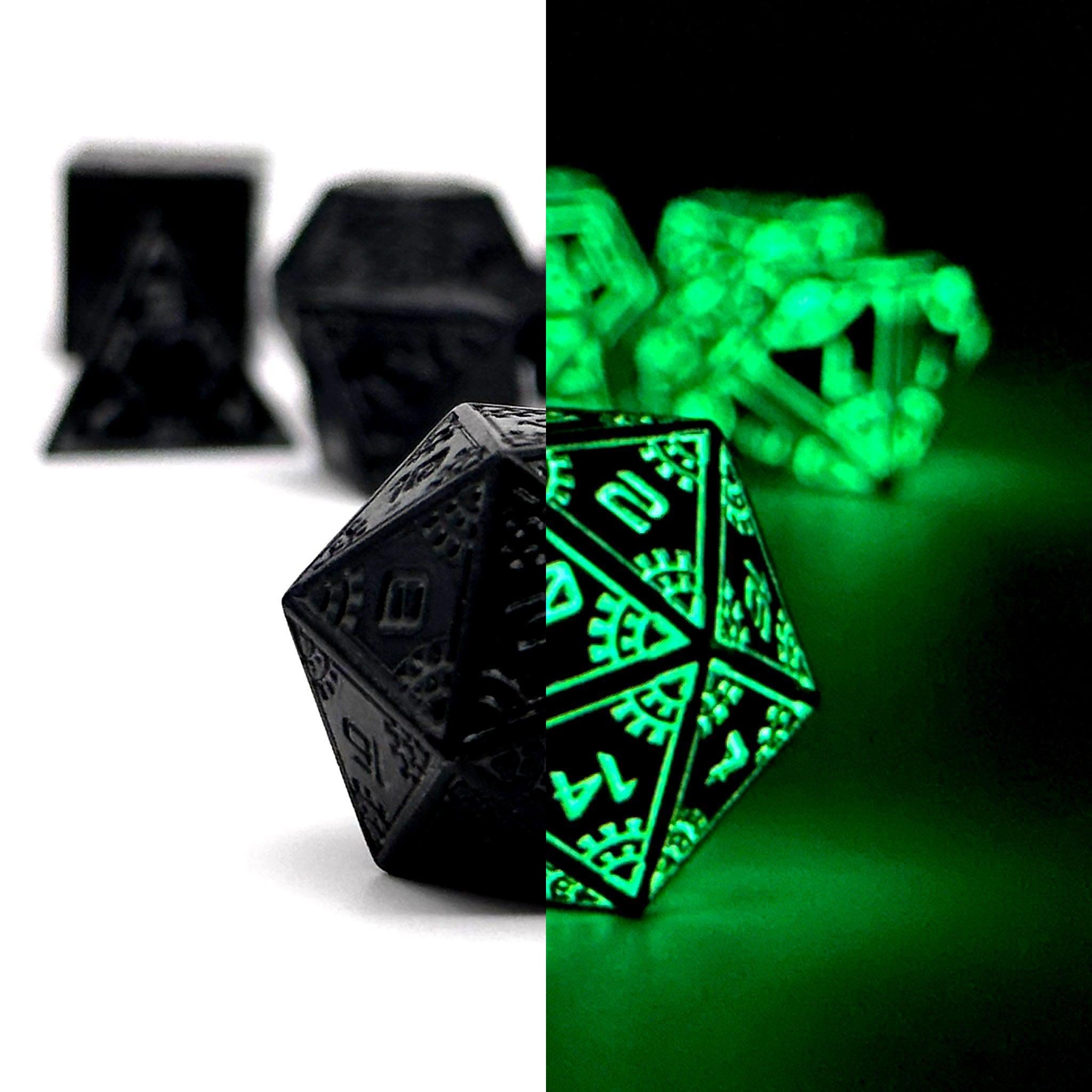 Black Hole - Space Dice 7 Piece RPG Set Alloy Metal Dice | Glows in the Dark-Metal - Zinc Alloy Dice-Norse Foundry-Norse Foundry-dungeons & dragons-d&d dice set-rpg dice set-d20-metal dice set-d&d-perfect for tabletop rpgs