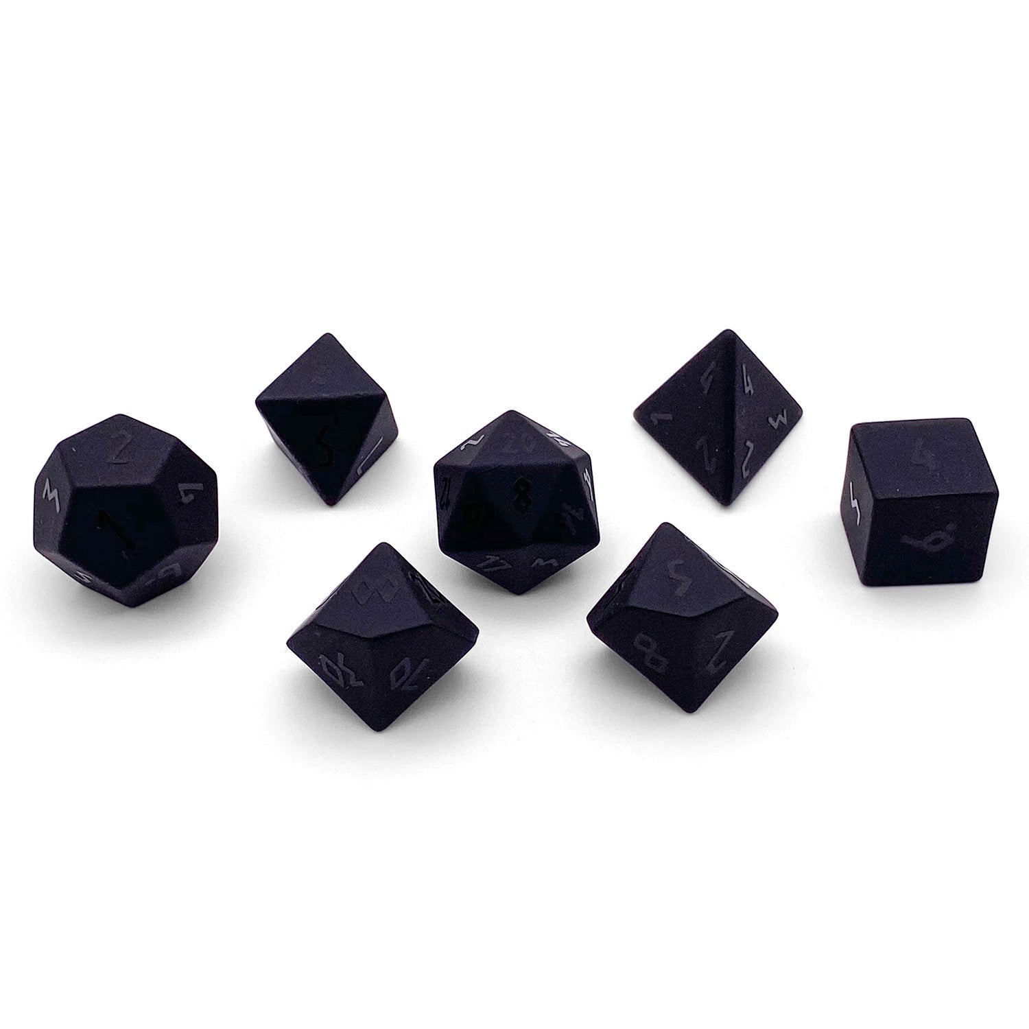 Black Obsidian - Raised 7 Piece RPG Set Gemstone Dice-Gemstone Dice-Norse Foundry-Gemstone Dice-Dungeons & Dragons Dice-Gem Dice-DnD Dice-Gaming Dice-Perfect for Tabletop RPGs-Dice Set