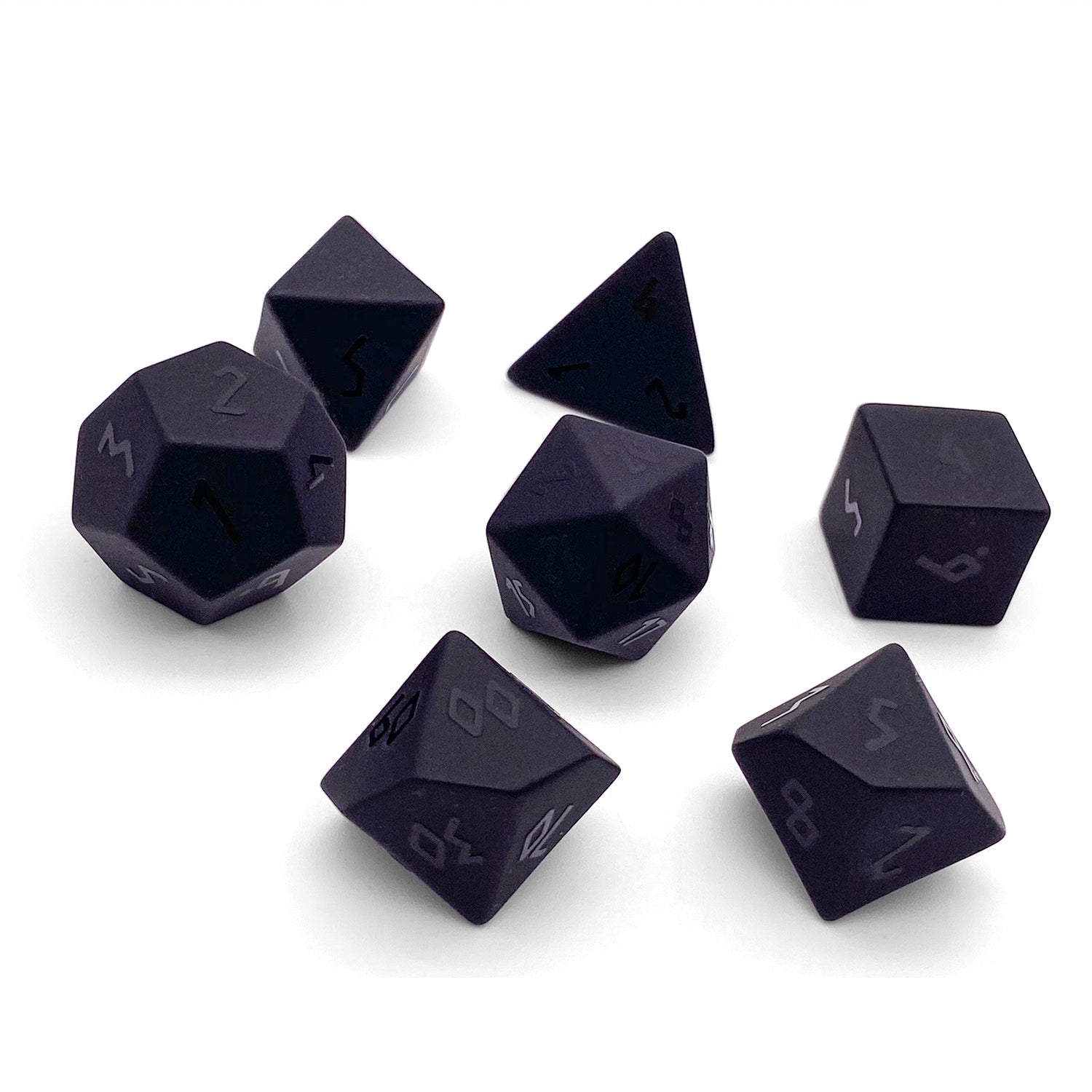 Black Obsidian - Raised 7 Piece RPG Set Gemstone Dice-Gemstone Dice-Norse Foundry-Gemstone Dice-Dungeons & Dragons Dice-Gem Dice-DnD Dice-Gaming Dice-Perfect for Tabletop RPGs-Dice Set