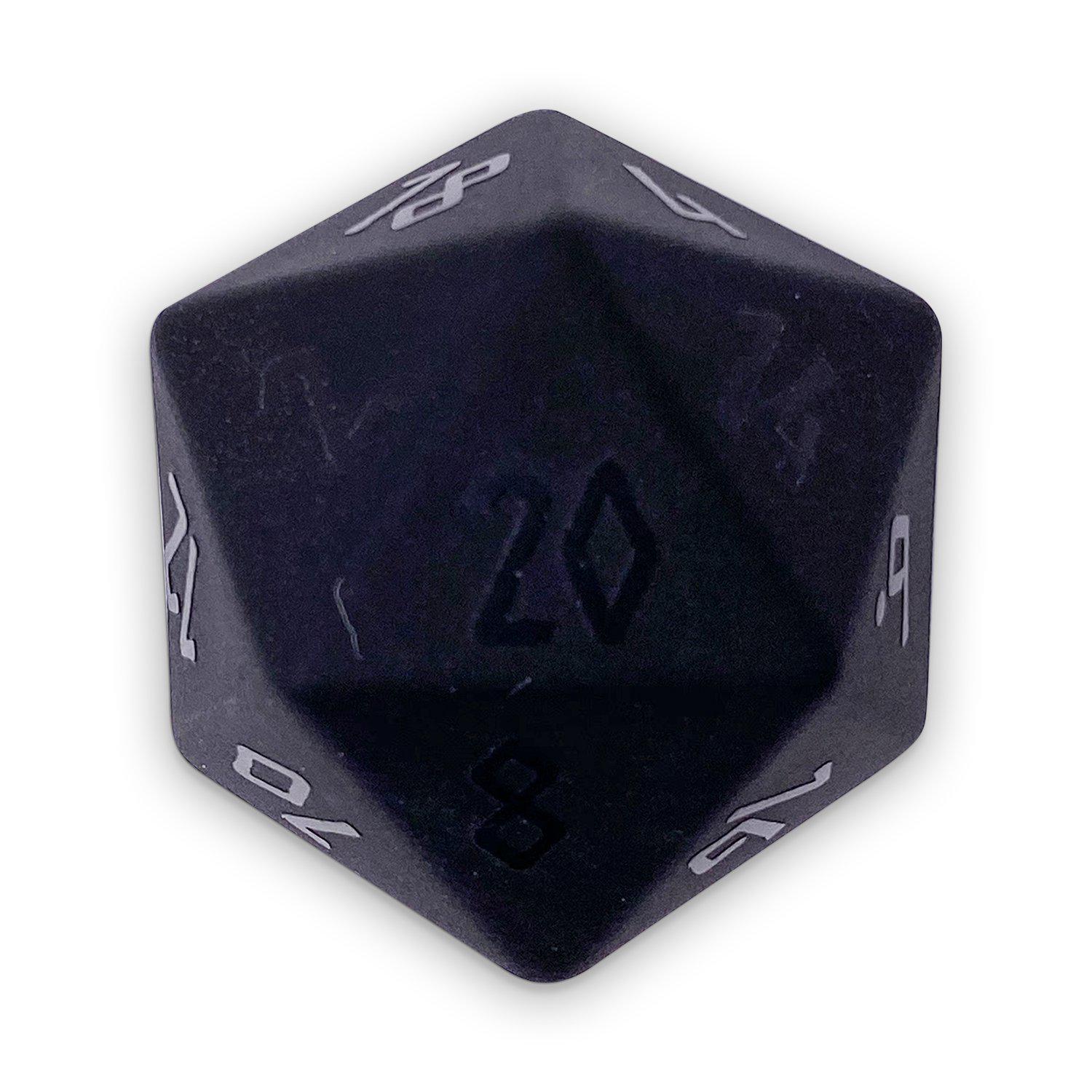 Black Obsidian - Raised Boulder® 30mm Gemstone Dice-Boulder-Norse Foundry-Norse Foundry-dungeons & dragons-d&d dice-rpg dice-d20-gemstone dice-d&d-30mm-boulder-perfect for tabletop rpgs