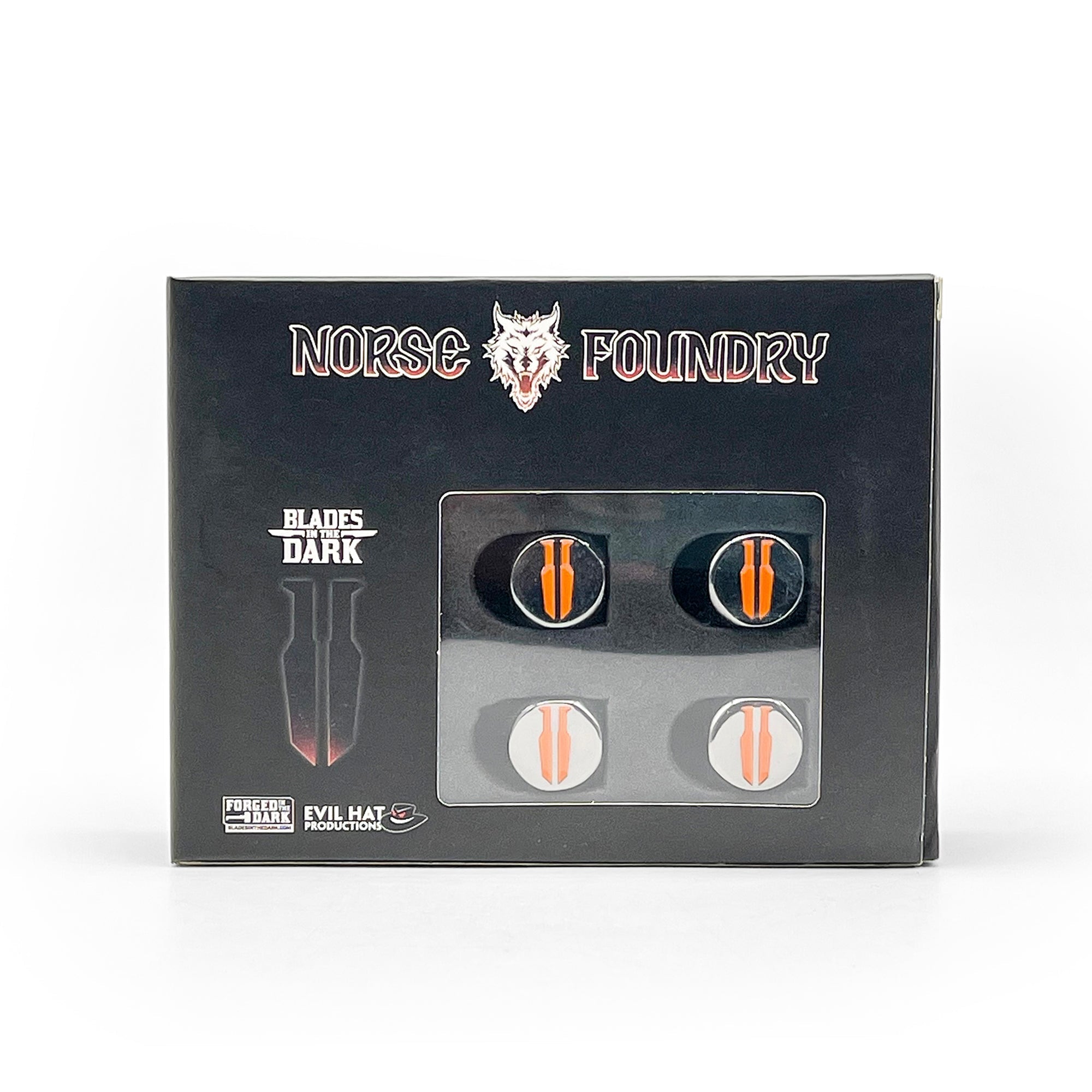 Blades in the Dark - Pack of 4 Metal Dice-Zinc Alloy Dice-Norse Foundry-Norse Foundry-dungeons & dragons-d&d dice set-rpg dice set-d20-metal dice set-d&d-perfect for tabletop rpgs