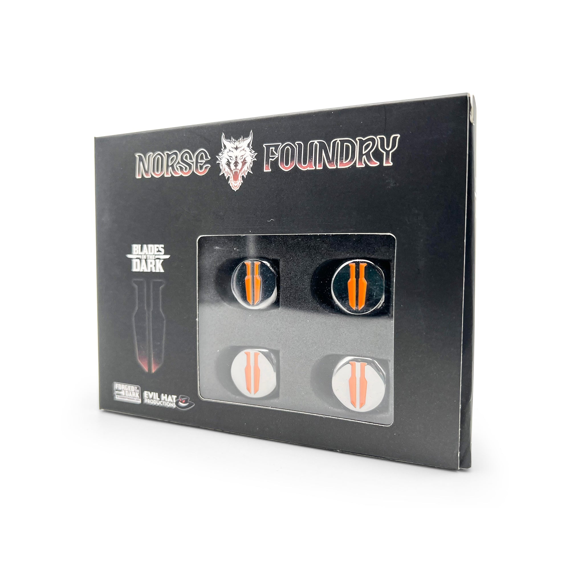 Blades in the Dark - Pack of 4 Metal Dice-Zinc Alloy Dice-Norse Foundry-Norse Foundry-dungeons & dragons-d&d dice set-rpg dice set-d20-metal dice set-d&d-perfect for tabletop rpgs