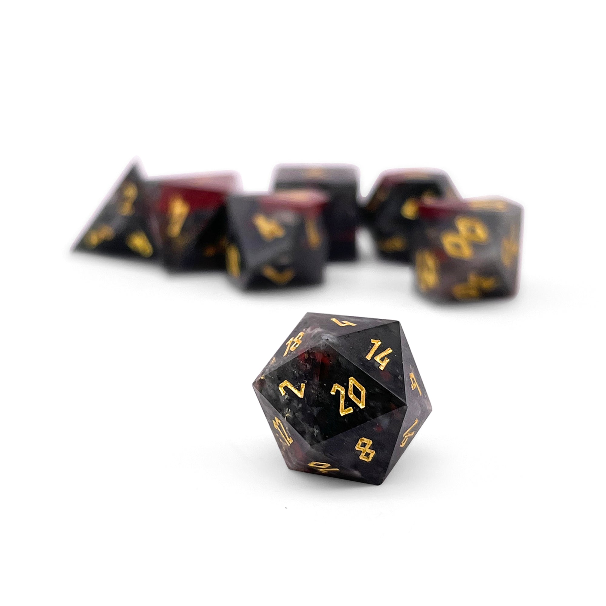 Bloodstone - Pebble RPG Set Gemstone Dice-Pebbles-Norse Foundry-Norse Foundry-dungeons & dragons-d&d dice set-rpg dice set-gemstone dice set-d&d-mini dice set-10mm to 12mm-perfect for tabletop rpgs