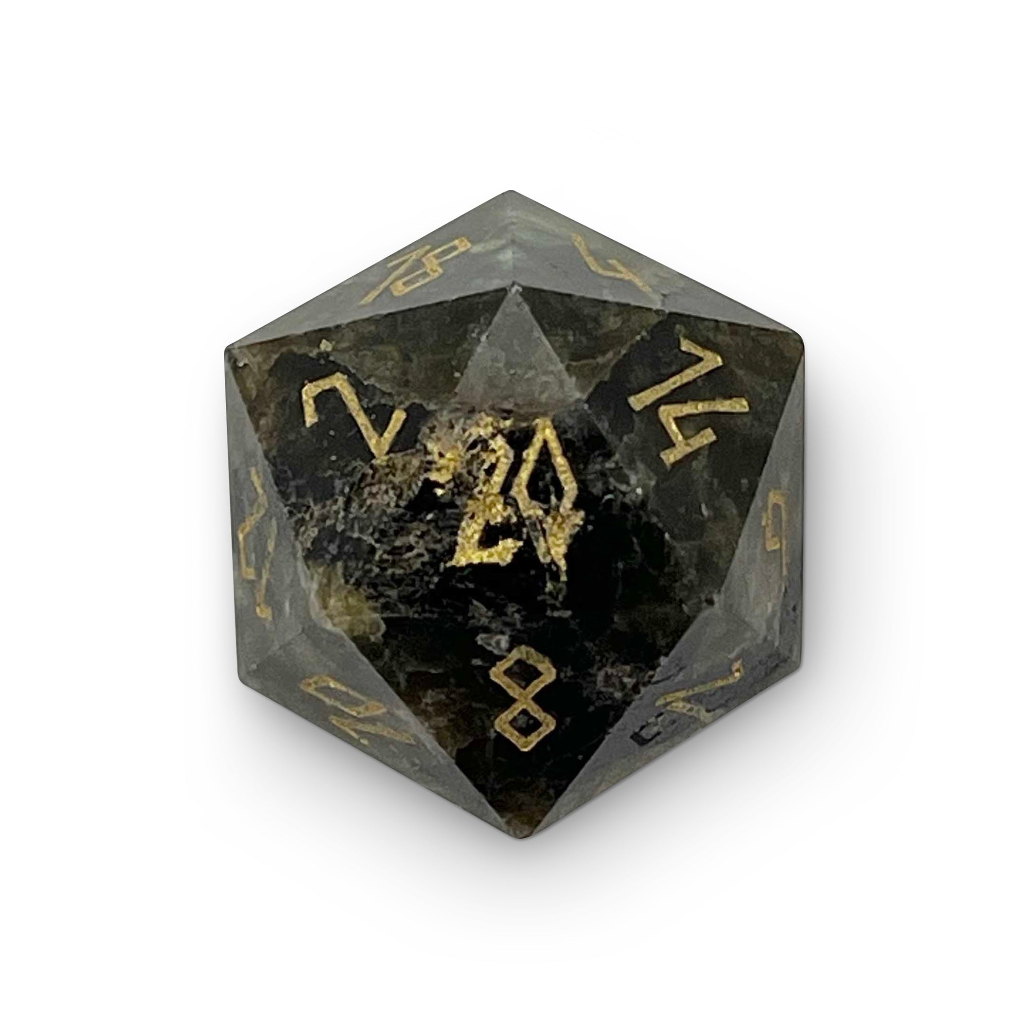 Blue Labradorite - Single D20 Gemstone Dice-Gemstone Dice-Norse Foundry-Norse Foundry-dungeons & dragons-d&d dice-rpg d20-gemstone d20-d&d-d20-perfect for tabletop rpgs