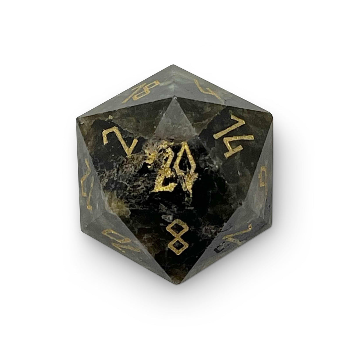 Blue Labradorite - Single D20 Gemstone Dice-Gemstone Dice-Norse Foundry-Norse Foundry-dungeons & dragons-d&d dice-rpg d20-gemstone d20-d&d-d20-perfect for tabletop rpgs