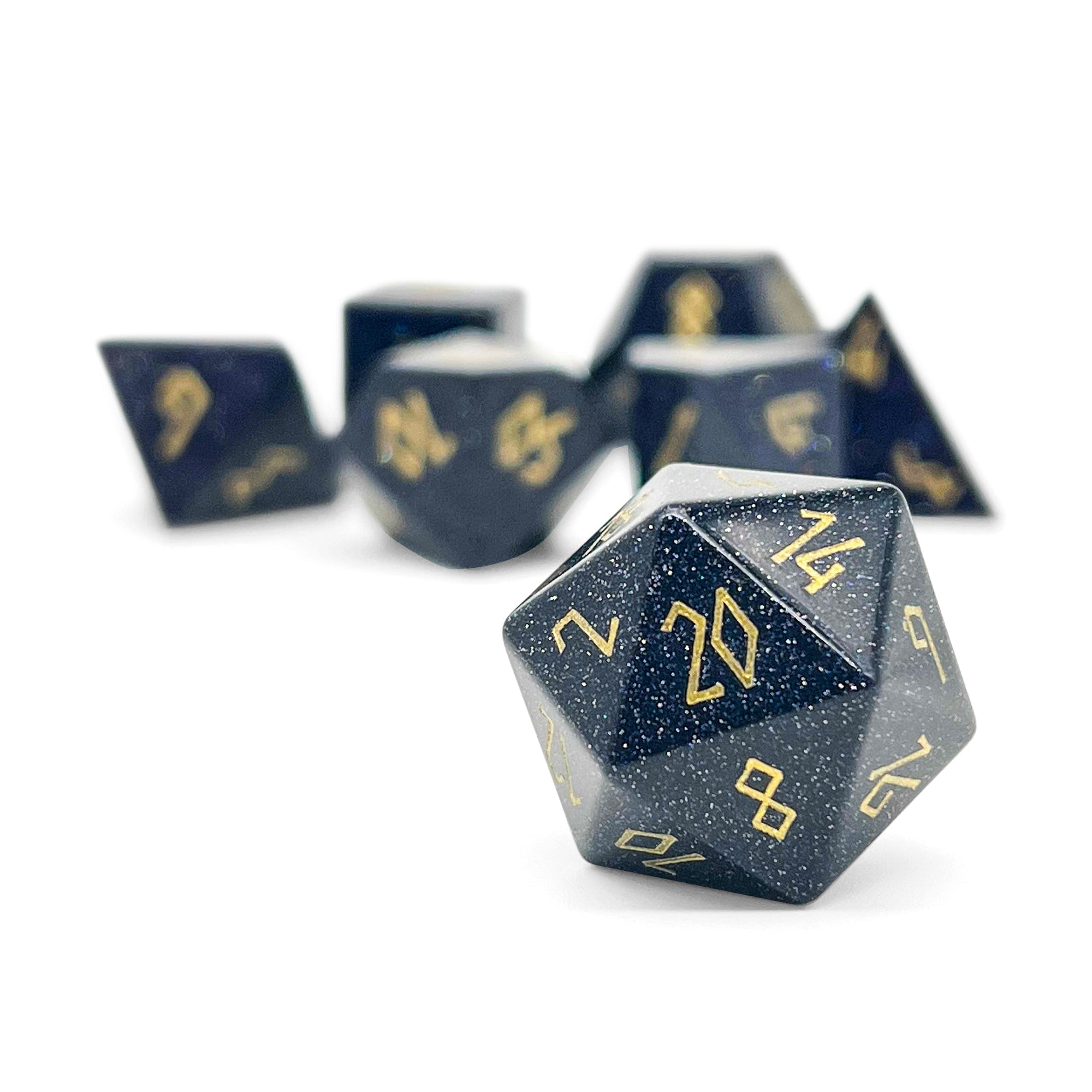 Blue Sandstone - 7 Piece RPG Set Gemstone Dice-Gemstone Dice-Norse Foundry-Gemstone Dice-Dungeons & Dragons Dice-Gem Dice-DnD Dice-Gaming Dice-Perfect for Tabletop RPGs-Dice Set