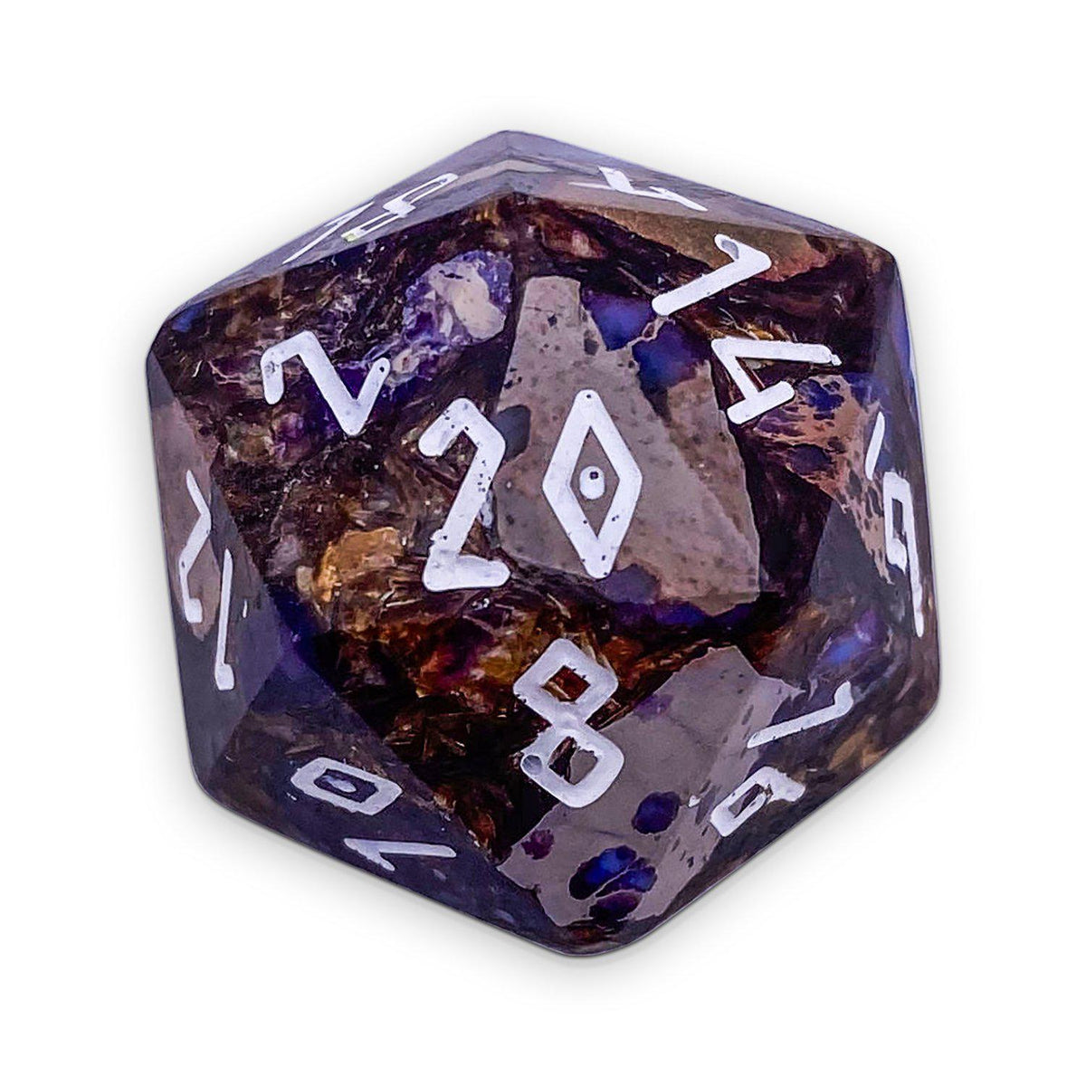 Bronzite Purple Imperial Jasper - Single D20 TruStone Dice-TruStone Dice-Norse Foundry-Norse Foundry-dungeons & dragons-d&d dice-rpg d20-gemstone d20-d&d-d20-perfect for tabletop rpgs
