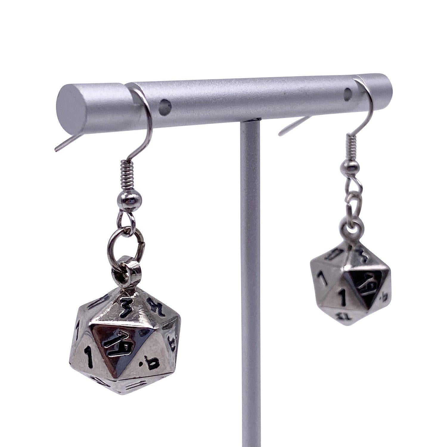 Chainmail - Ioun Stone D20 Dice Earrings by Norse Foundry-Earrings-Norse Foundry-dungeons and dragons-d&d-dungeons & dragons-earrings-dnd accessories-dice earrings- d20 earrings