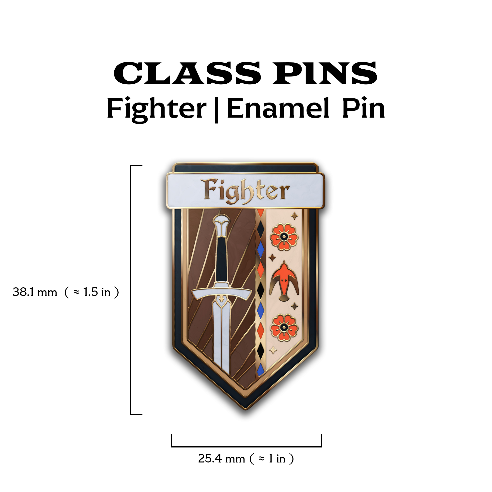 Class Pin - Fighter-Enamel Pin-Norse Foundry -D&D Enamel Pin-D&D Pin-Dungeons and Dragons Enamel Pin-D&D Accessories
