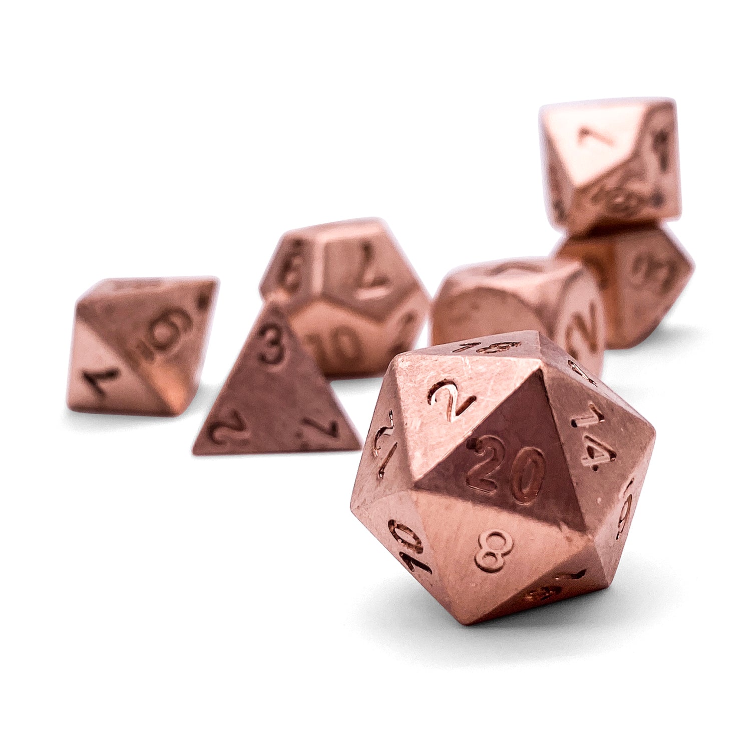 Copper - 7 Piece RPG Set True Metal Dice-Metal Dice-Norse Foundry-Norse Foundry-dungeons & dragons-d&d dice set-rpg dice set-metal dice set-d&d-luxury dice-perfect for tabletop rpgs