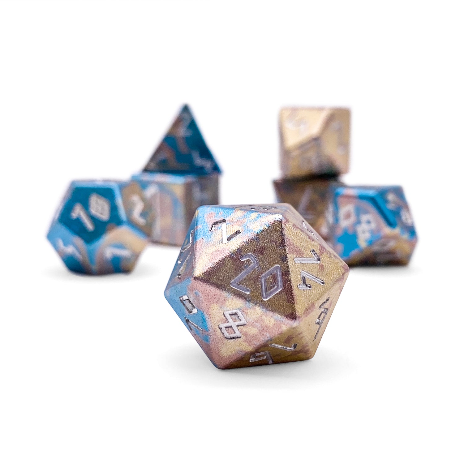 Cotton Candy - 7 Piece RPG Set 6063 Aluminum Wondrous Dice-Wondrous Dice | Set of 7-Norse Foundry-Norse Foundry-aluminum dice-dungeons & dragons-d&d dice set-rpg dice set-aluminum d&d dice set-d&d-lightweight-perfect for tabletop rpgs