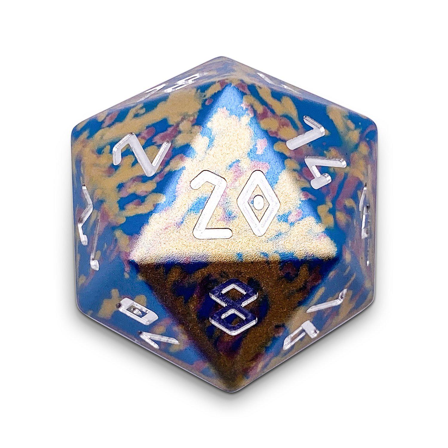 Cotton Candy - Single D20 6063 Aluminum Wondrous Dice-Aluminum Dice-Norse Foundry-Norse Foundry-aluminum dice-dungeons & dragons-d&d-rpg dice-aluminum d&d-lightweight-perfect for tabletop rpgs