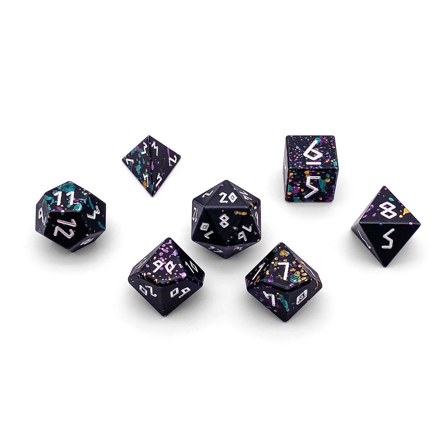 Court Jester - 7 Piece RPG Set 6063 Aluminum Wondrous Dice-Wondrous Dice | Set of 7-Norse Foundry-Norse Foundry-aluminum dice-dungeons & dragons-d&d dice set-rpg dice set-aluminum d&d dice set-d&d-lightweight-perfect for tabletop rpgs