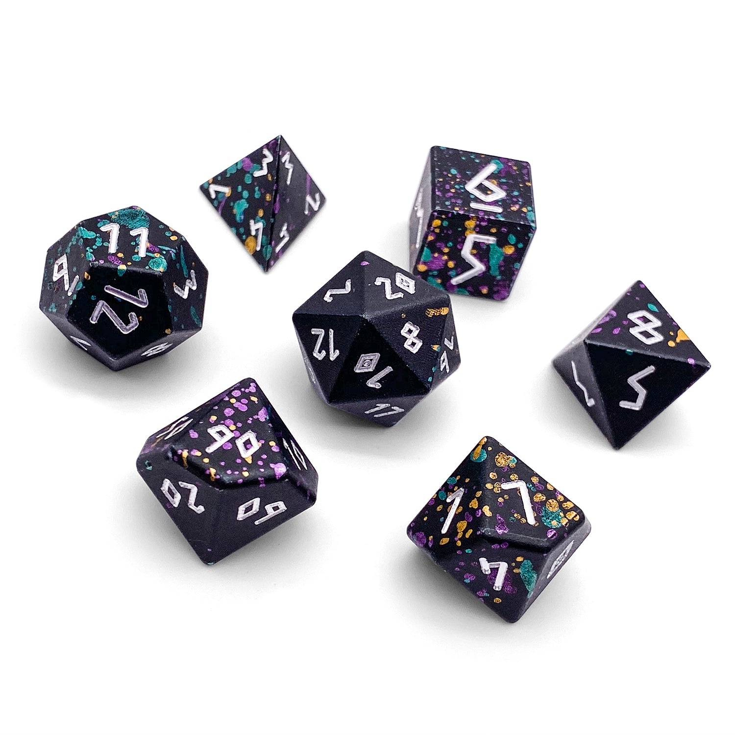 Court Jester - 7 Piece RPG Set 6063 Aluminum Wondrous Dice-Wondrous Dice | Set of 7-Norse Foundry-Norse Foundry-aluminum dice-dungeons & dragons-d&d dice set-rpg dice set-aluminum d&d dice set-d&d-lightweight-perfect for tabletop rpgs