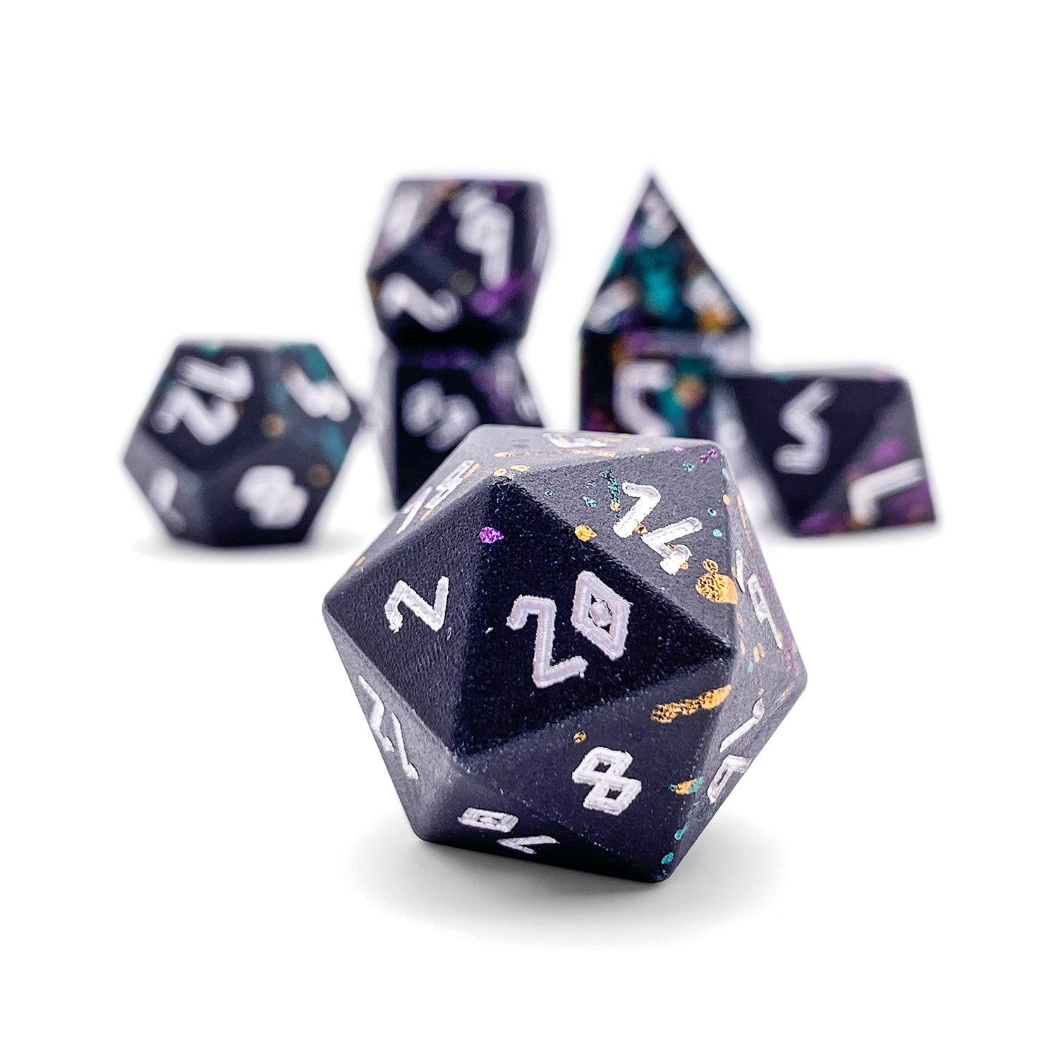 Court Jester - 7 Piece RPG Set 6063 Aluminum Wondrous Dice-Wondrous Dice | Set of 7-Norse Foundry-Norse Foundry-aluminum dice-dungeons & dragons-d&d dice set-rpg dice set-aluminum d&d dice set-d&d-lightweight-perfect for tabletop rpgs