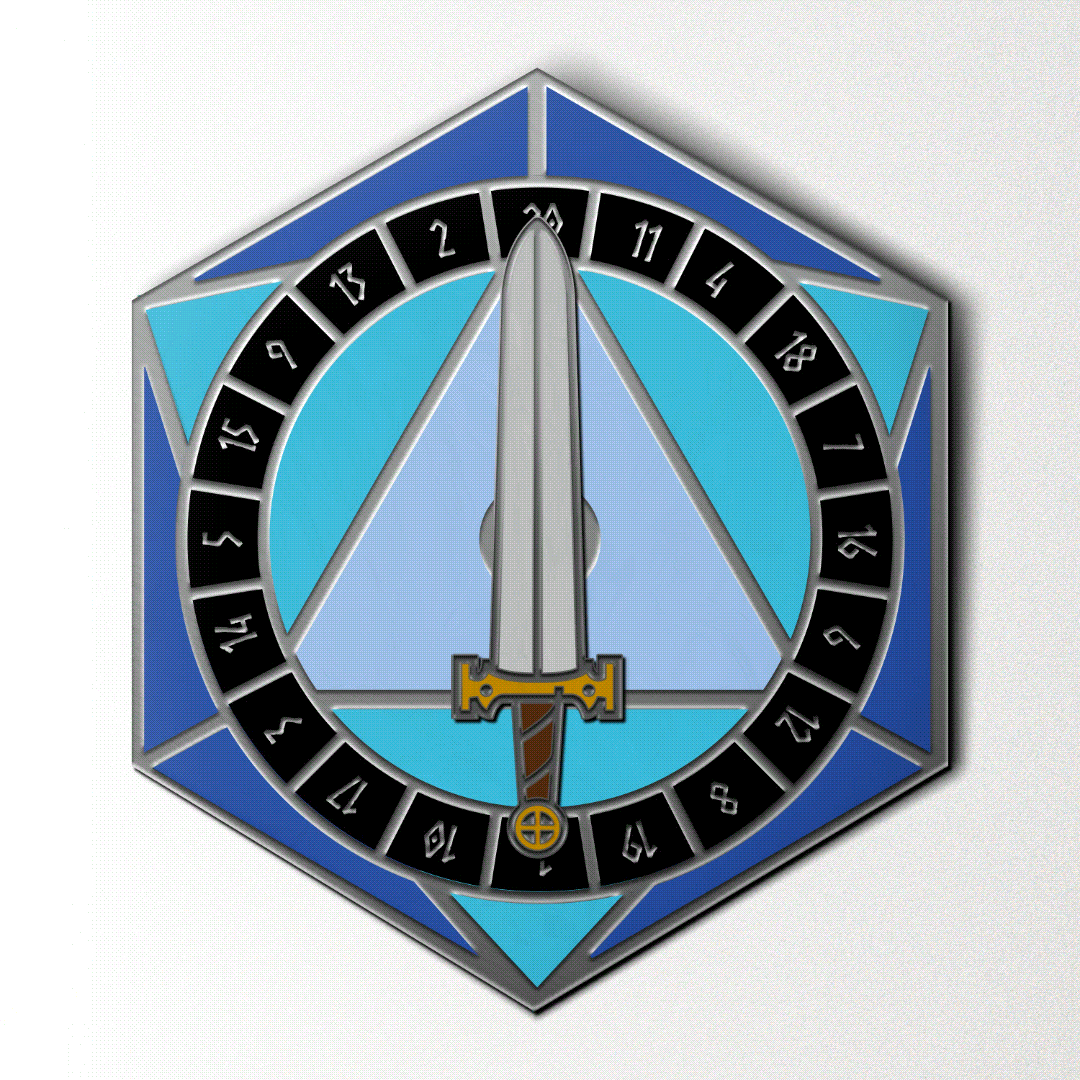 D20 Sword Spinner Pin - Hard Enamel Adventure Dice Pin Metal by Norse Foundry-Pins-Norse Foundry-D&D Enamel Pin-D&D Pin-Dungeons and Dragons Enamel Pin-DnD Accessories