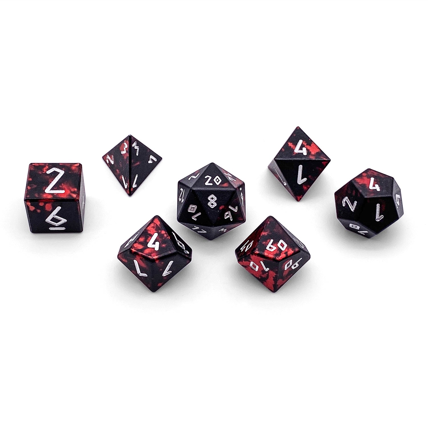Demon's Blood - 7 Piece RPG Set 6063 Aluminum Wondrous Dice-Wondrous Dice | Set of 7-Norse Foundry-Norse Foundry-aluminum dice-dungeons & dragons-d&d dice set-rpg dice set-aluminum d&d dice set-d&d-lightweight-perfect for tabletop rpgs