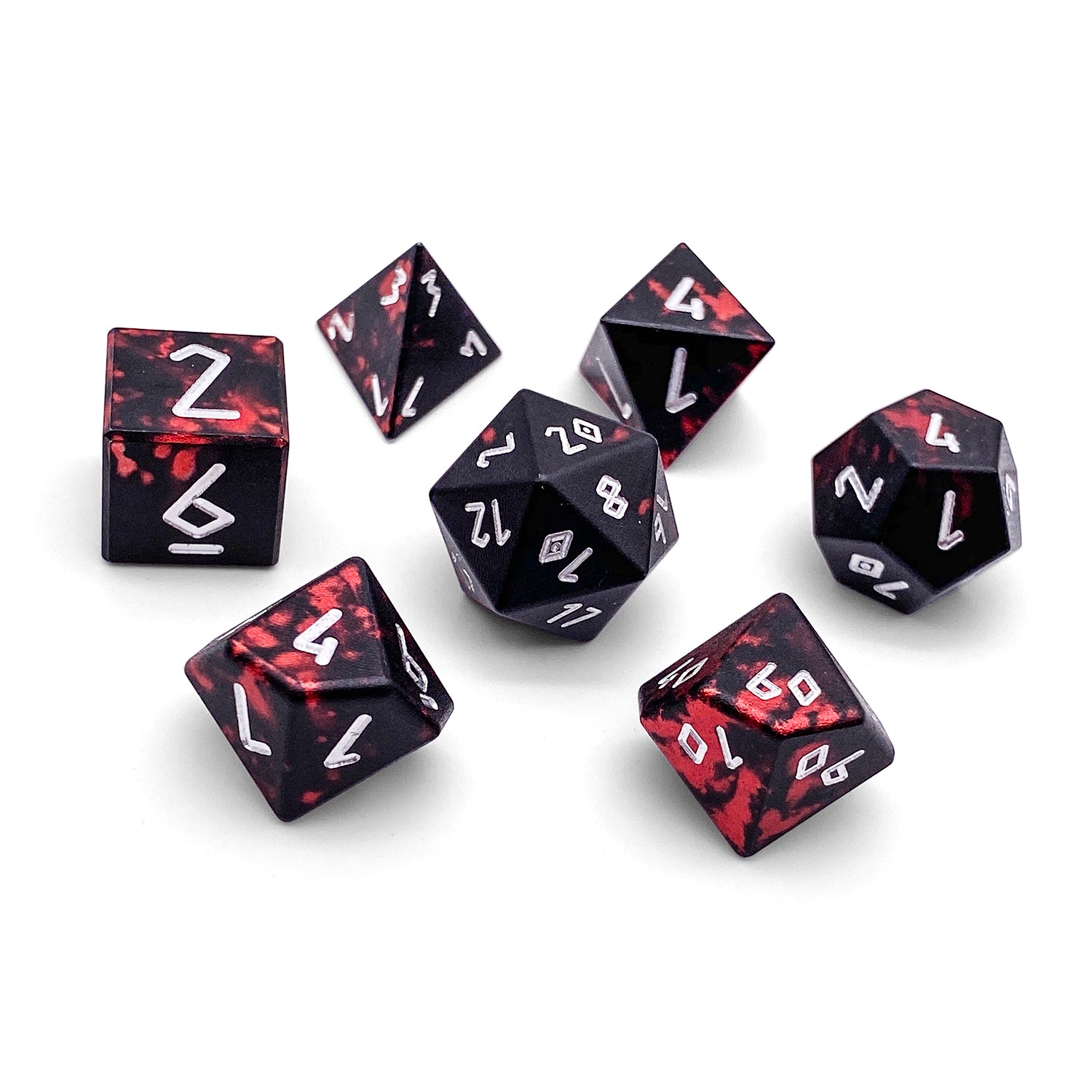 Demon's Blood - 7 Piece RPG Set 6063 Aluminum Wondrous Dice-Wondrous Dice | Set of 7-Norse Foundry-Norse Foundry-aluminum dice-dungeons & dragons-d&d dice set-rpg dice set-aluminum d&d dice set-d&d-lightweight-perfect for tabletop rpgs