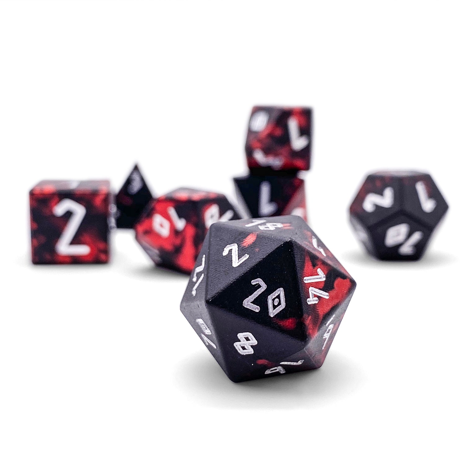 Demon's Blood - 7 Piece RPG Set 6063 Aluminum Wondrous Dice-Wondrous Dice | Set of 7-Norse Foundry-Norse Foundry-aluminum dice-dungeons & dragons-d&d dice set-rpg dice set-aluminum d&d dice set-d&d-lightweight-perfect for tabletop rpgs