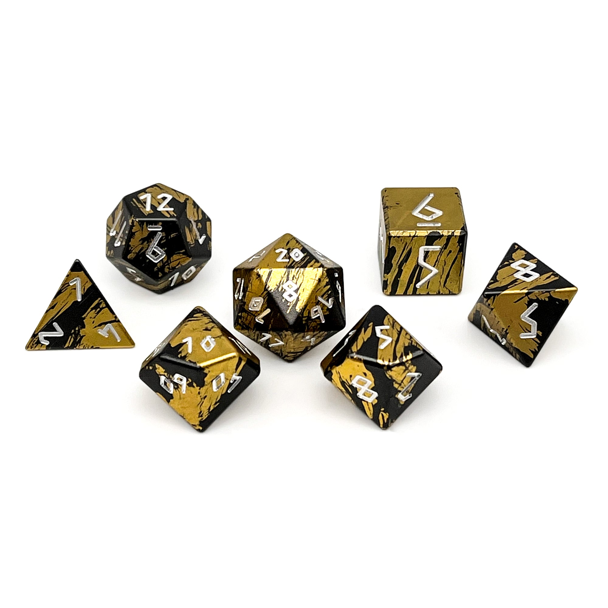 Dragons Horde - 7 Piece RPG Set 6063 Aluminum Layered Dice-Aluminum Dice-Norse Foundry-Norse Foundry-aluminum dice-dungeons & dragons-d&d dice set-rpg dice set-aluminum d&d dice set-d&d-lightweight-perfect for tabletop rpgs