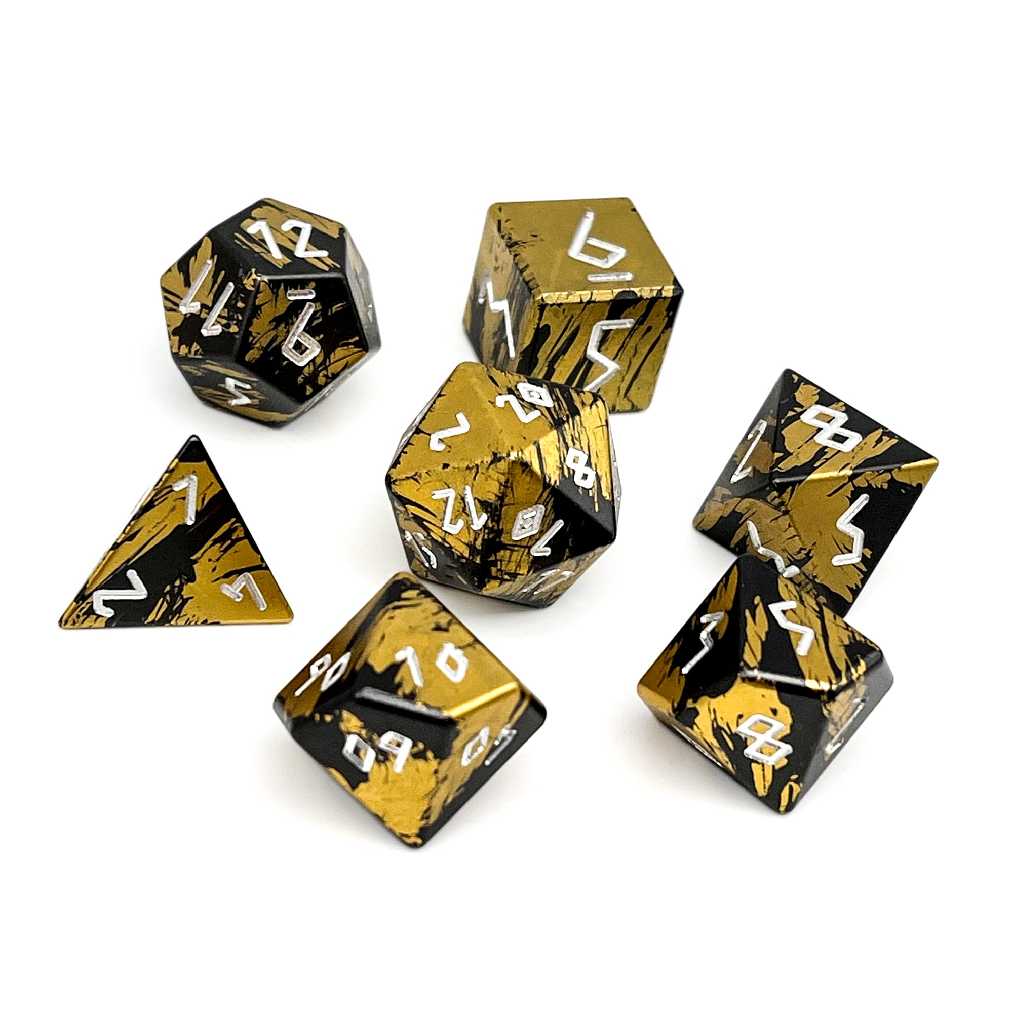 Dragons Horde - 7 Piece RPG Set 6063 Aluminum Layered Dice-Aluminum Dice-Norse Foundry-Norse Foundry-aluminum dice-dungeons & dragons-d&d dice set-rpg dice set-aluminum d&d dice set-d&d-lightweight-perfect for tabletop rpgs