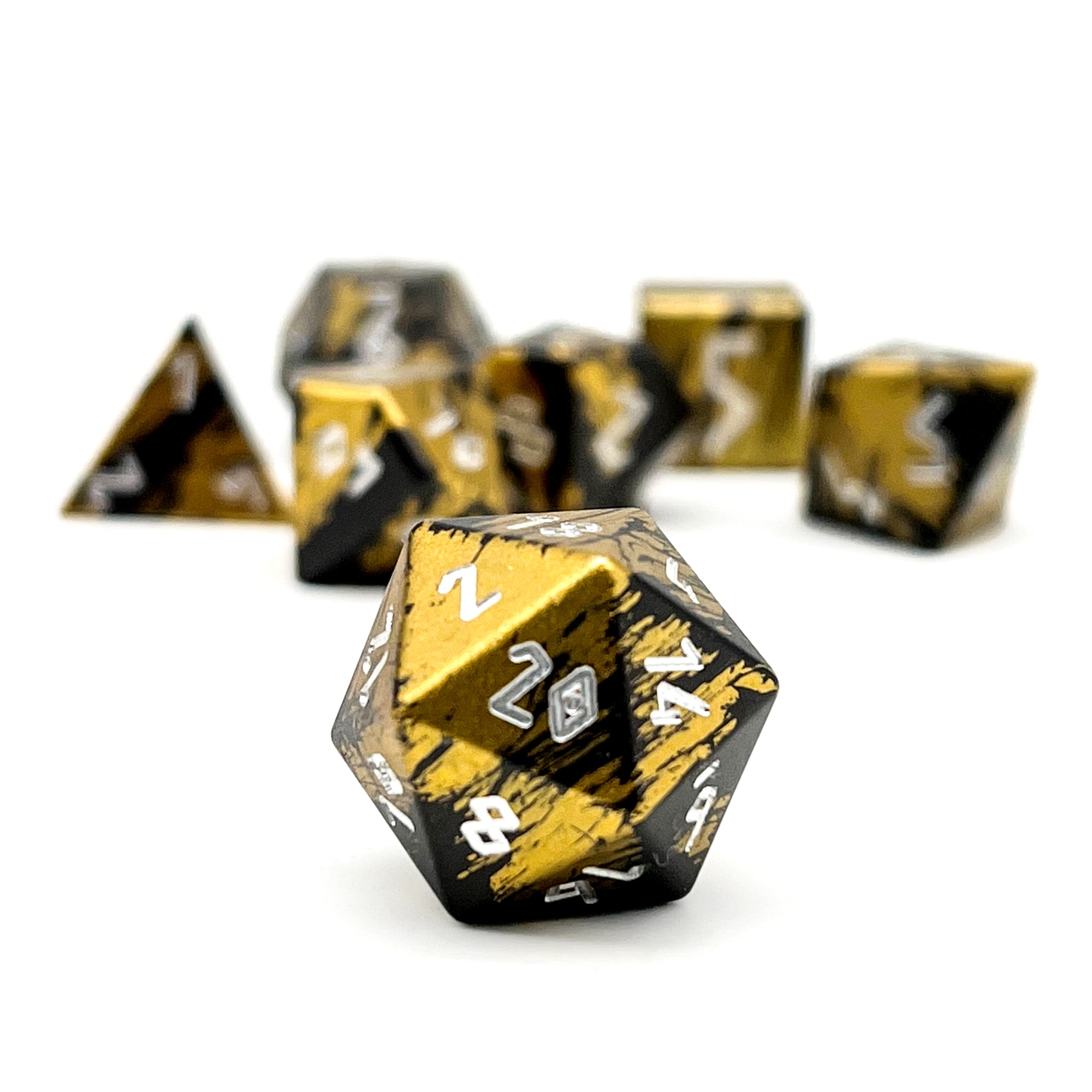 Dragons Horde - 7 Piece RPG Set 6063 Aluminum Layered Dice-Aluminum Dice-Norse Foundry-Norse Foundry-aluminum dice-dungeons & dragons-d&d dice set-rpg dice set-aluminum d&d dice set-d&d-lightweight-perfect for tabletop rpgs