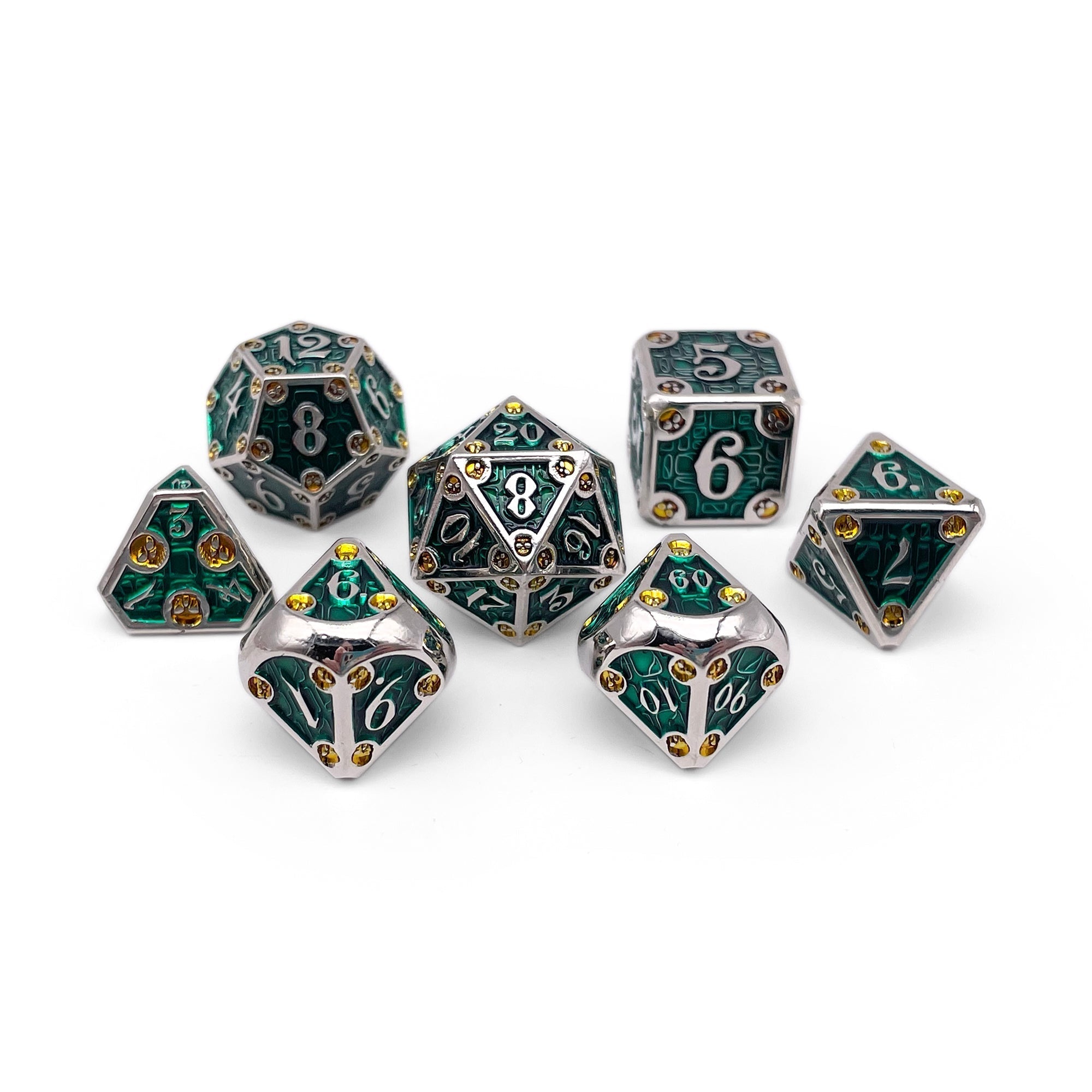 Dungeon Delve - Trickster 7 Piece RPG set Alloy Metal Dice-Metal - Zinc Alloy Dice-Norse Foundry-Norse Foundry-dungeons & dragons-d&d dice set-rpg dice set-d20-metal dice set-d&d-perfect for tabletop rpgs