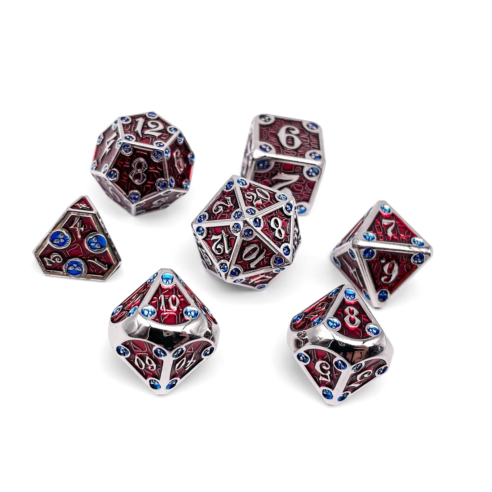 Dungeon Delve - Vampiric Corruption 7 Piece RPG set Alloy Metal Dice-Metal - Zinc Alloy Dice-Norse Foundry-Norse Foundry-dungeons & dragons-d&d dice set-rpg dice set-d20-metal dice set-d&d-perfect for tabletop rpgs