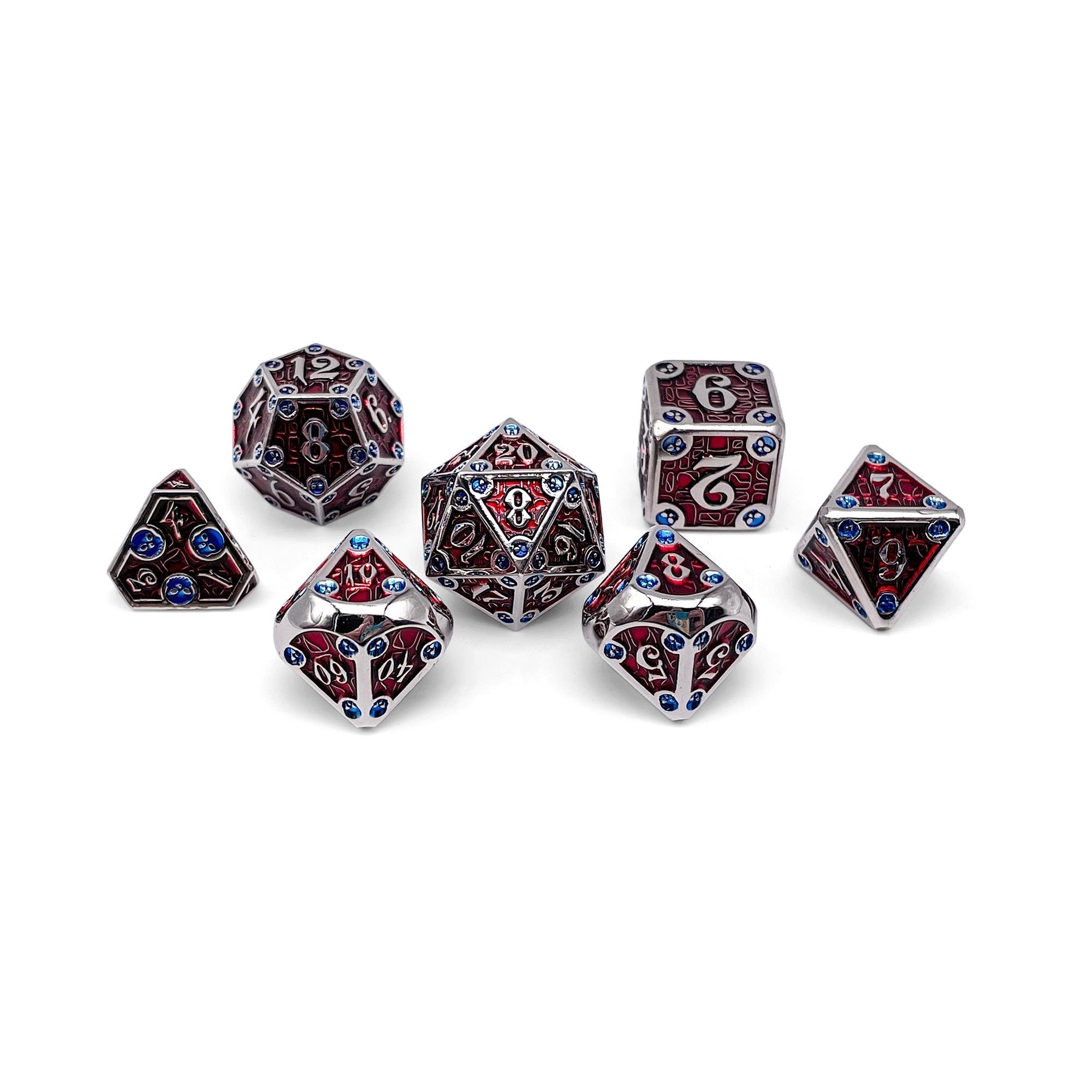 Dungeon Delve - Vampiric Corruption 7 Piece RPG set Alloy Metal Dice-Metal - Zinc Alloy Dice-Norse Foundry-Norse Foundry-dungeons & dragons-d&d dice set-rpg dice set-d20-metal dice set-d&d-perfect for tabletop rpgs
