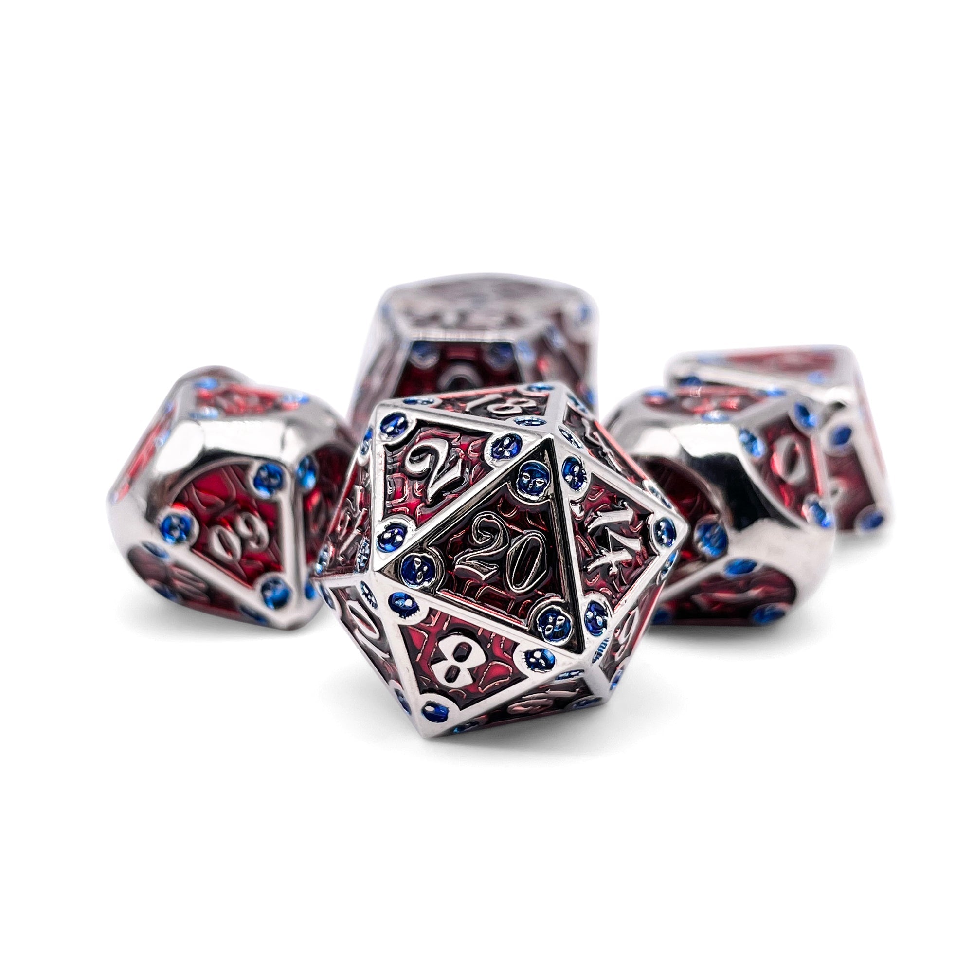 Dungeon Delve - Vampiric Corruption 7 Piece RPG set Alloy Metal Dice-Metal - Zinc Alloy Dice-Norse Foundry-Norse Foundry-dungeons & dragons-d&d dice set-rpg dice set-d20-metal dice set-d&d-perfect for tabletop rpgs
