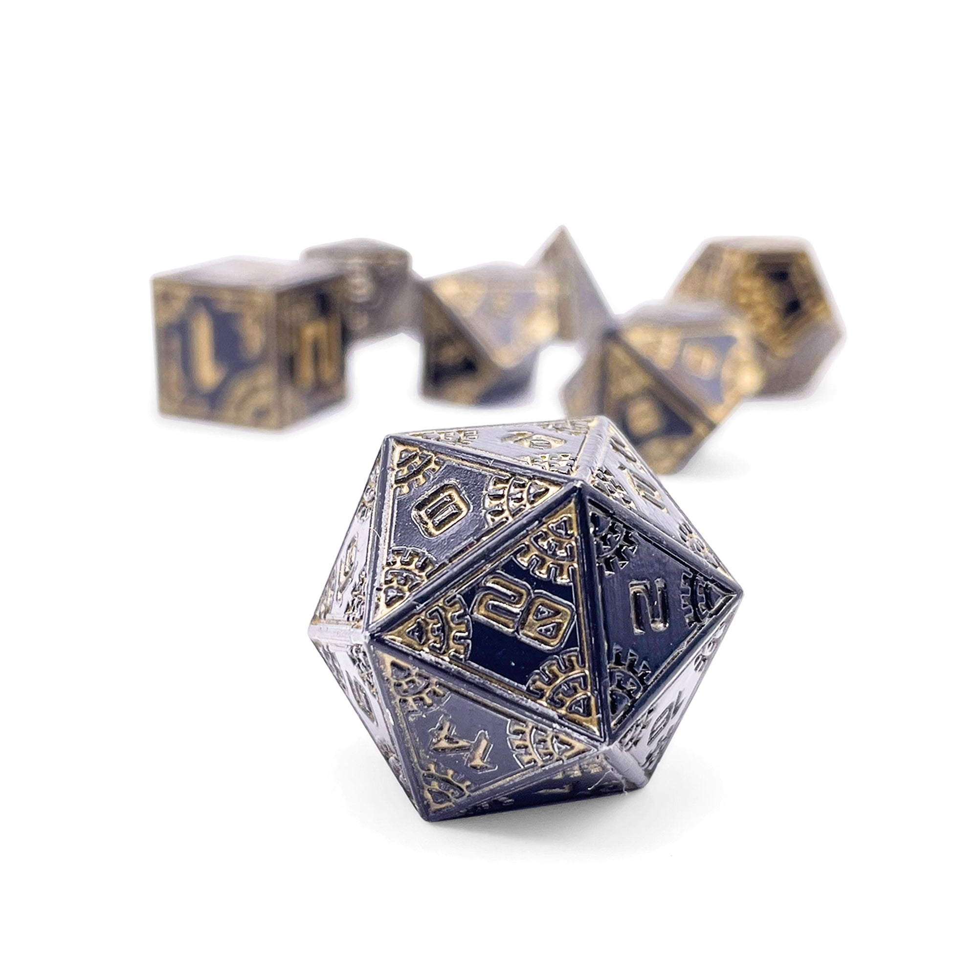 Eclipse - Space Dice 7 Piece RPG Set Alloy Metal Dice-Metal - Zinc Alloy Dice-Norse Foundry-Norse Foundry-dungeons & dragons-d&d dice set-rpg dice set-d20-metal dice set-d&d-perfect for tabletop rpgs