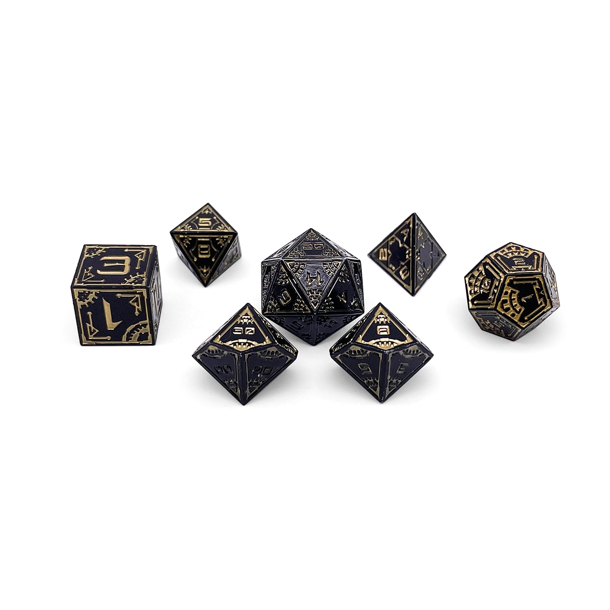 Eclipse - Space Dice 7 Piece RPG Set Alloy Metal Dice-Metal - Zinc Alloy Dice-Norse Foundry-Norse Foundry-dungeons & dragons-d&d dice set-rpg dice set-d20-metal dice set-d&d-perfect for tabletop rpgs
