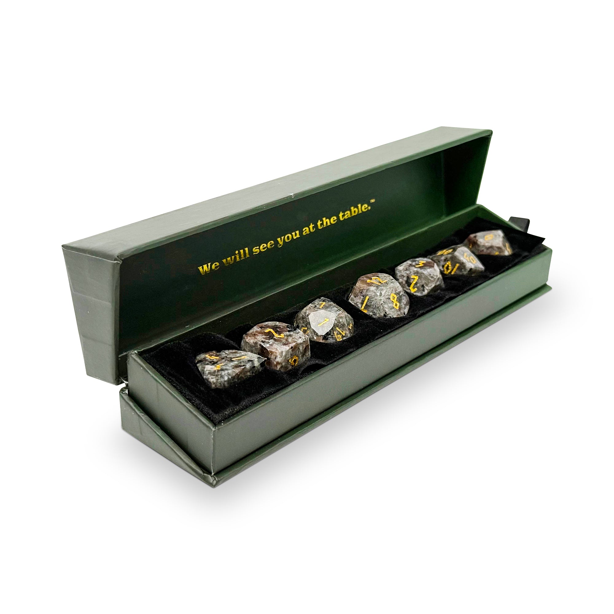 Emberlight - 7 Piece RPG Set Gemstone Wondrous Cut Dice-Gemstone Dice-Norse Foundry-Gemstone Dice-Dungeons & Dragons Dice-Gem Dice-D&D Dice-Gaming Dice-Perfect for Tabletop RPGs-Dice Set