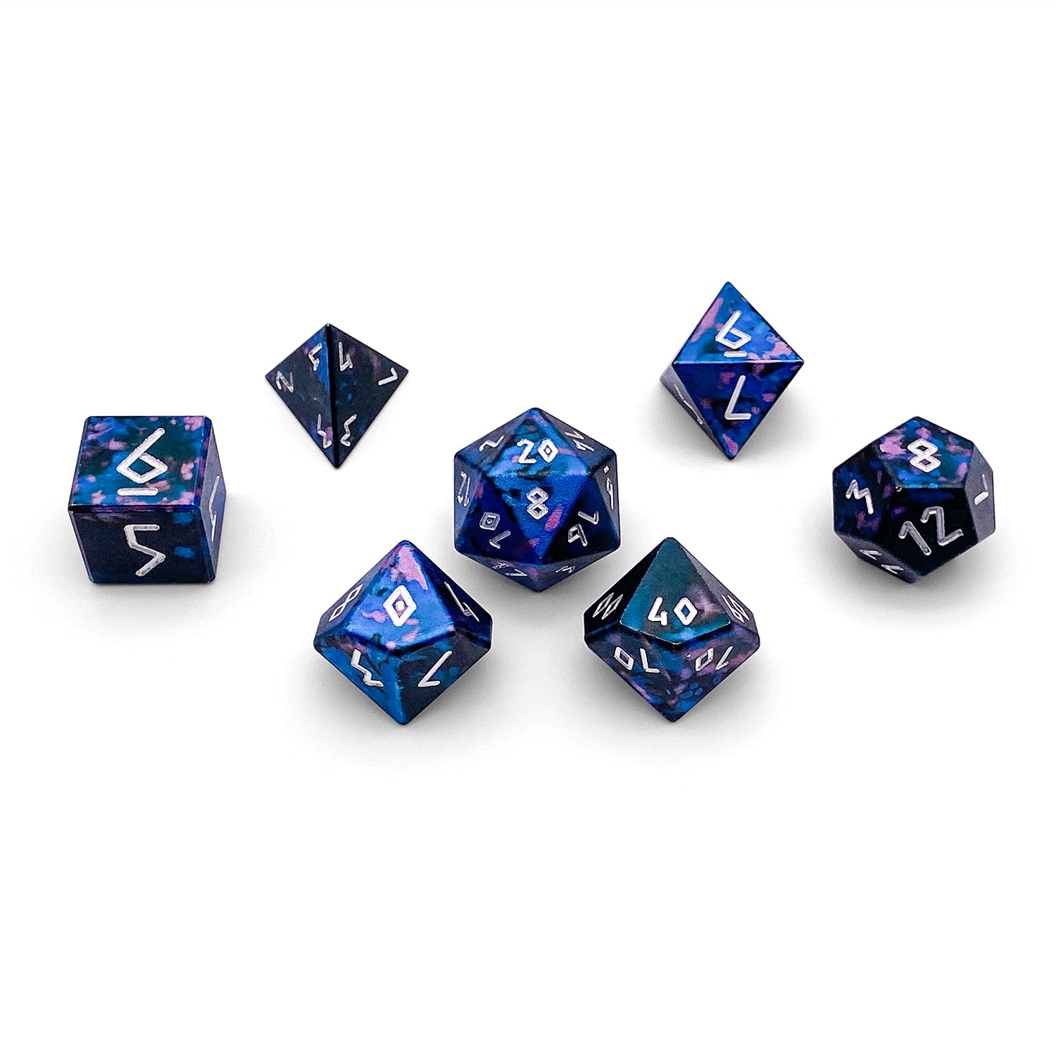 Enchanted Forest - 7 Piece RPG Set 6063 Aluminum Wondrous Dice-Wondrous Dice | Set of 7-Norse Foundry-Norse Foundry-aluminum dice-dungeons & dragons-d&d dice set-rpg dice set-aluminum d&d dice set-d&d-lightweight-perfect for tabletop rpgs