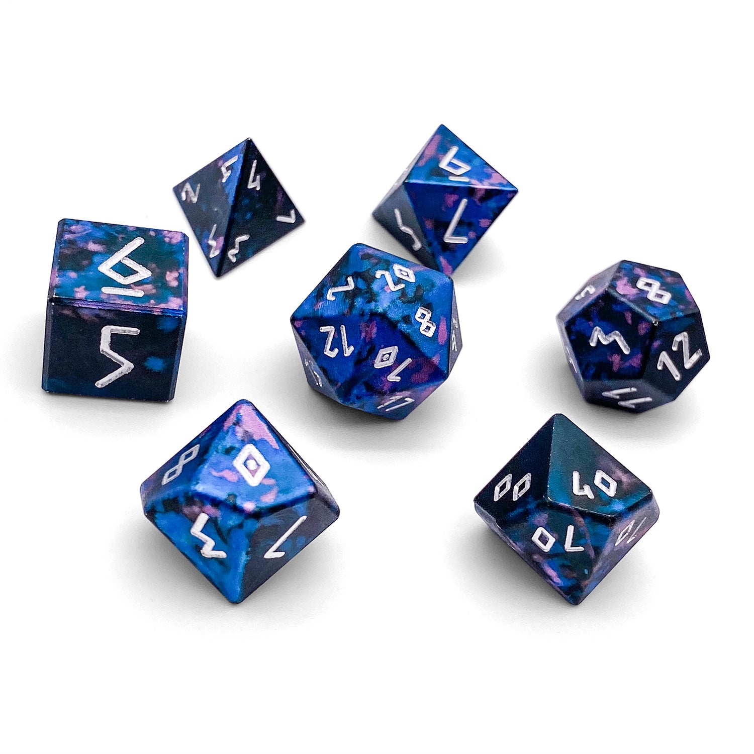 Enchanted Forest - 7 Piece RPG Set 6063 Aluminum Wondrous Dice-Wondrous Dice | Set of 7-Norse Foundry-Norse Foundry-aluminum dice-dungeons & dragons-d&d dice set-rpg dice set-aluminum d&d dice set-d&d-lightweight-perfect for tabletop rpgs