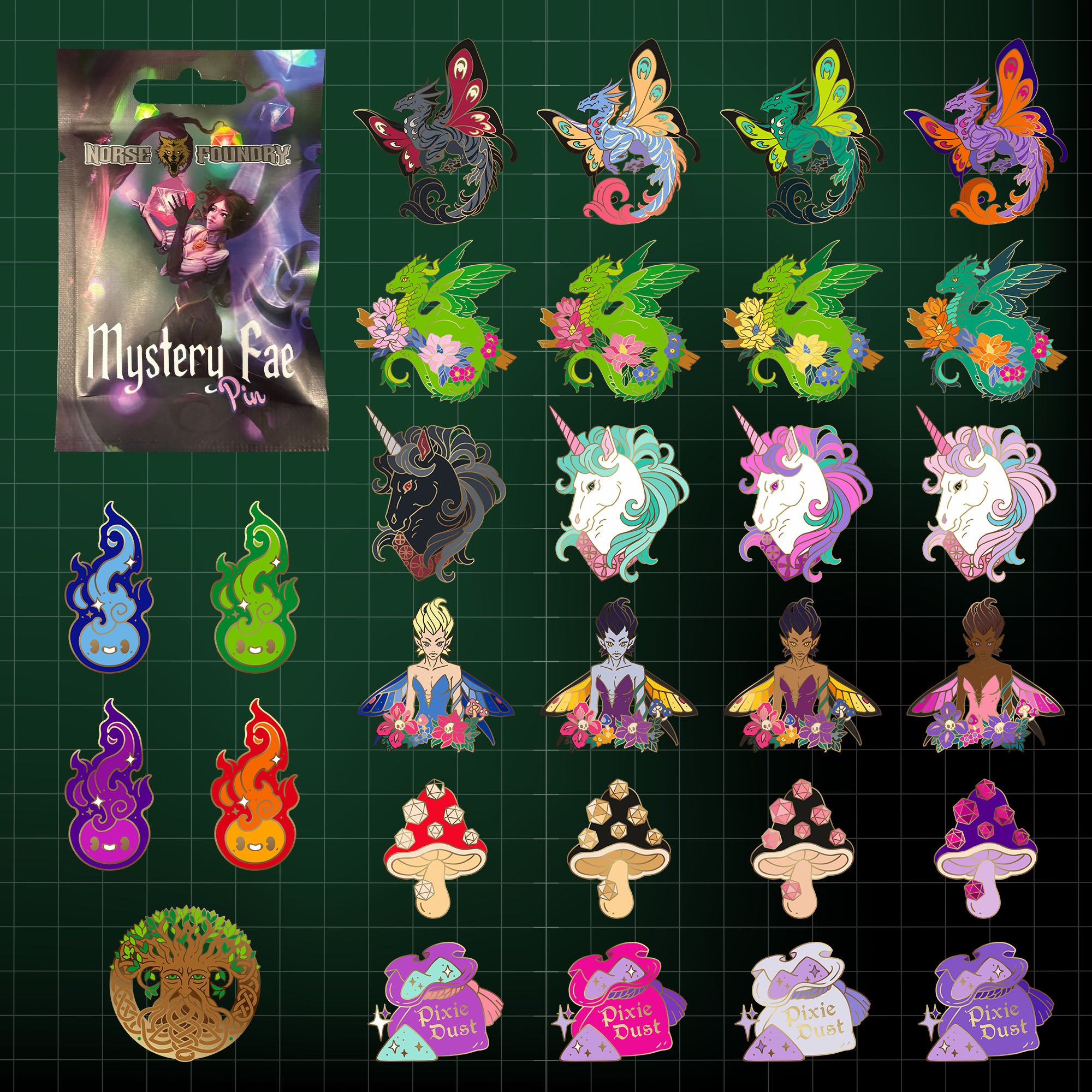 Fae Mystery Pin-Enamel Pin-Norse Foundry-mysterypins-mystery-pins-d&d-dungeons & dragons-accessories-dnd pins