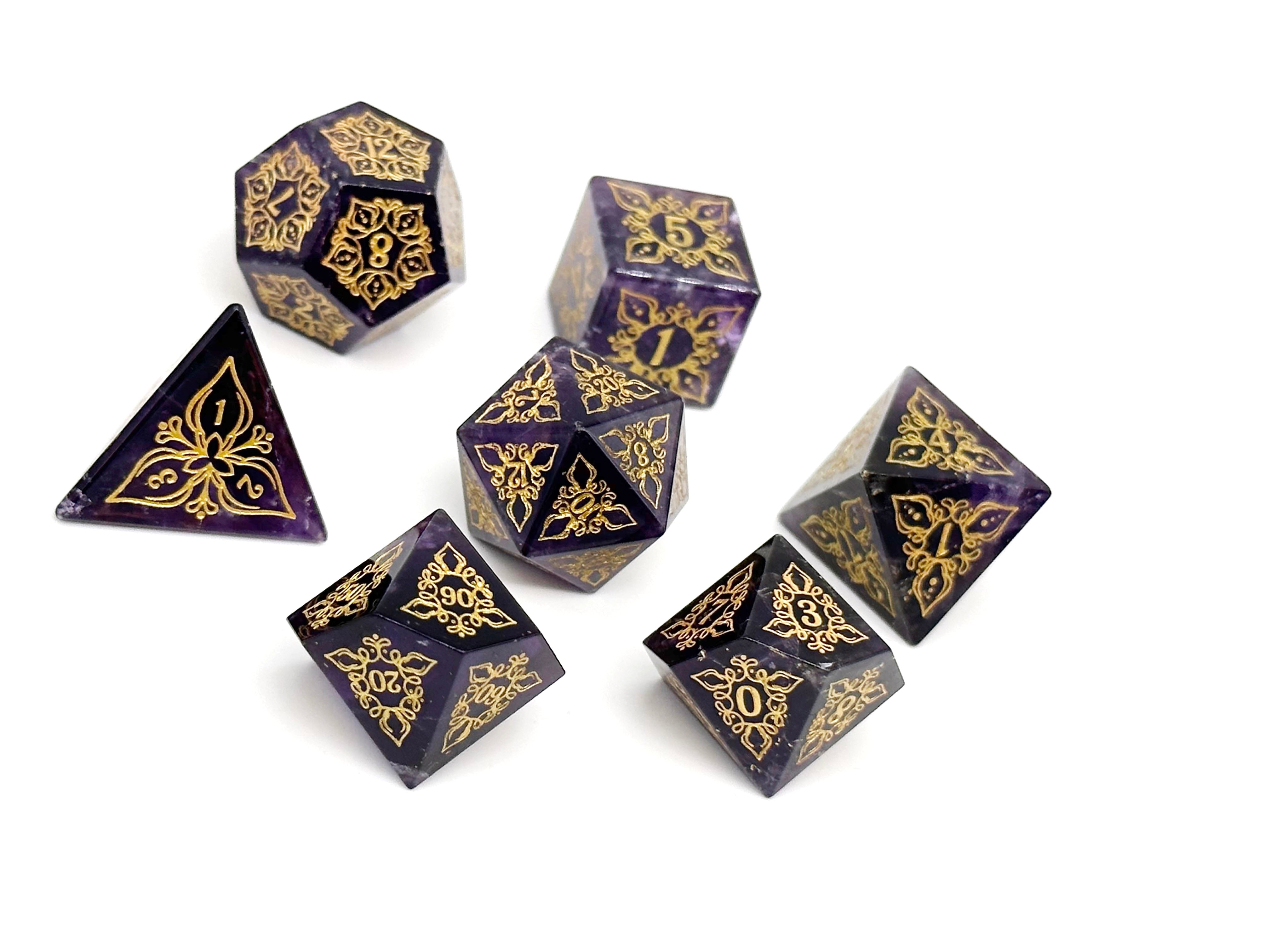 Feyweave - Amethyst-Gemstone Dice-Norse Foundry-Norse Foundry-dungeons & dragons-d&d dice set-rpg dice set-gemstone dice set-d&d-perfect for tabletop rpgs