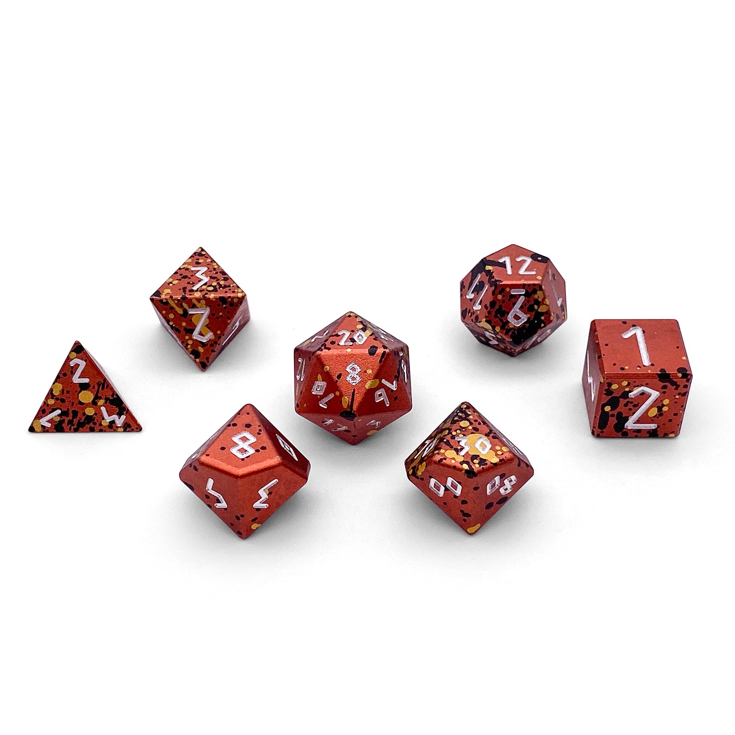 Fire Elemental - 7 Piece RPG Set 6063 Aluminum Wondrous Dice-Wondrous Dice | Set of 7-Norse Foundry-Norse Foundry-aluminum dice-dungeons & dragons-d&d dice set-rpg dice set-aluminum d&d dice set-d&d-lightweight-perfect for tabletop rpgs