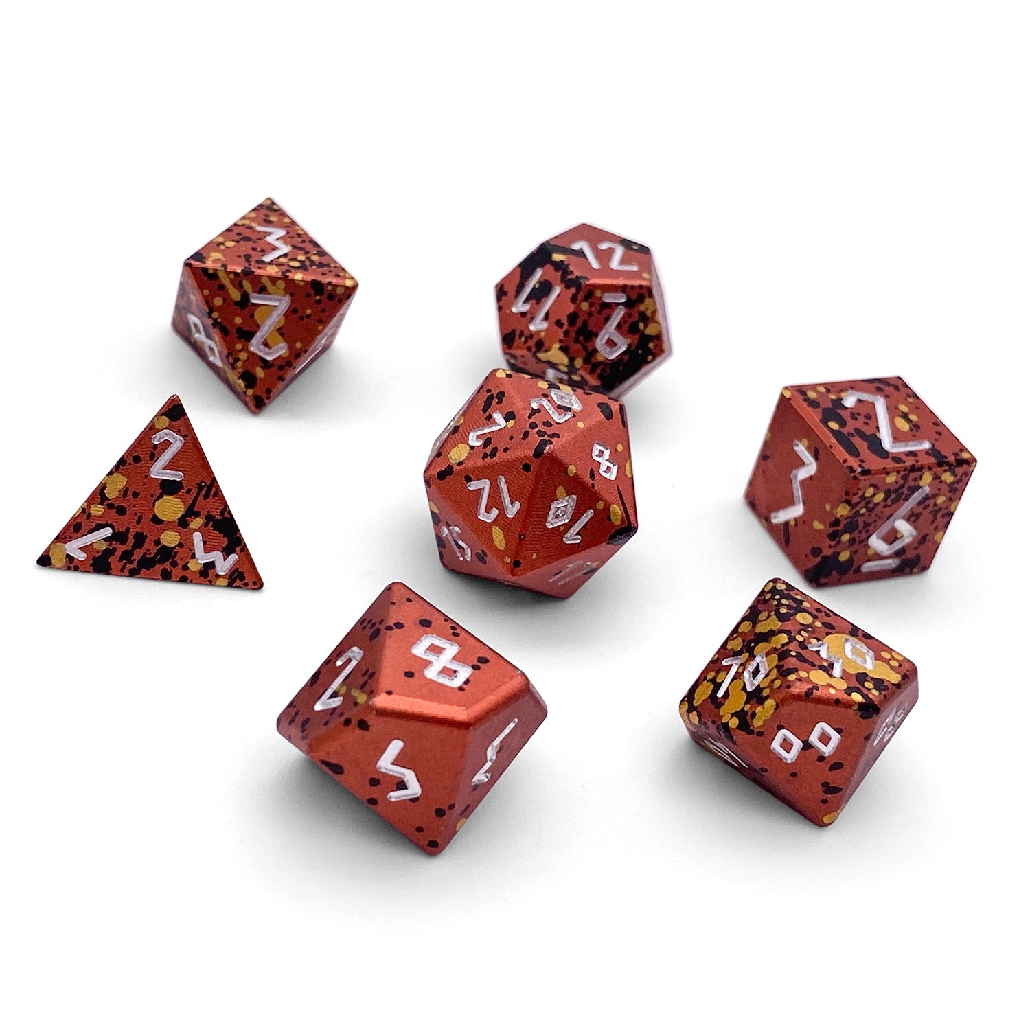 Fire Elemental - 7 Piece RPG Set 6063 Aluminum Wondrous Dice-Wondrous Dice | Set of 7-Norse Foundry-Norse Foundry-aluminum dice-dungeons & dragons-d&d dice set-rpg dice set-aluminum d&d dice set-d&d-lightweight-perfect for tabletop rpgs
