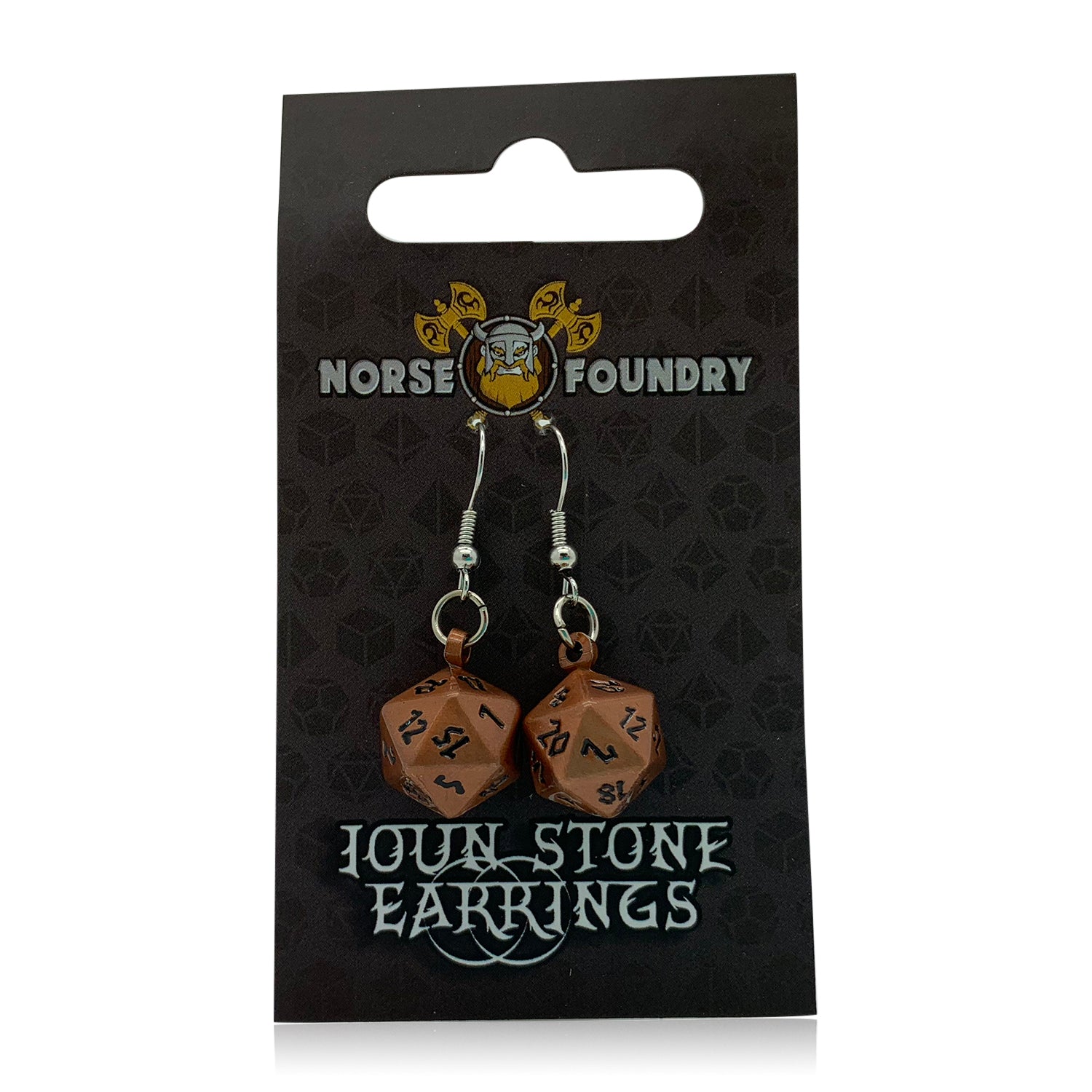 Gnomish Copper - Ioun Stone D20 Dice Earrings by Norse Foundry-Earrings-Norse Foundry-dungeons and dragons-d&d-dungeons & dragons-earrings-dnd accessories-dice earrings- d20 earrings