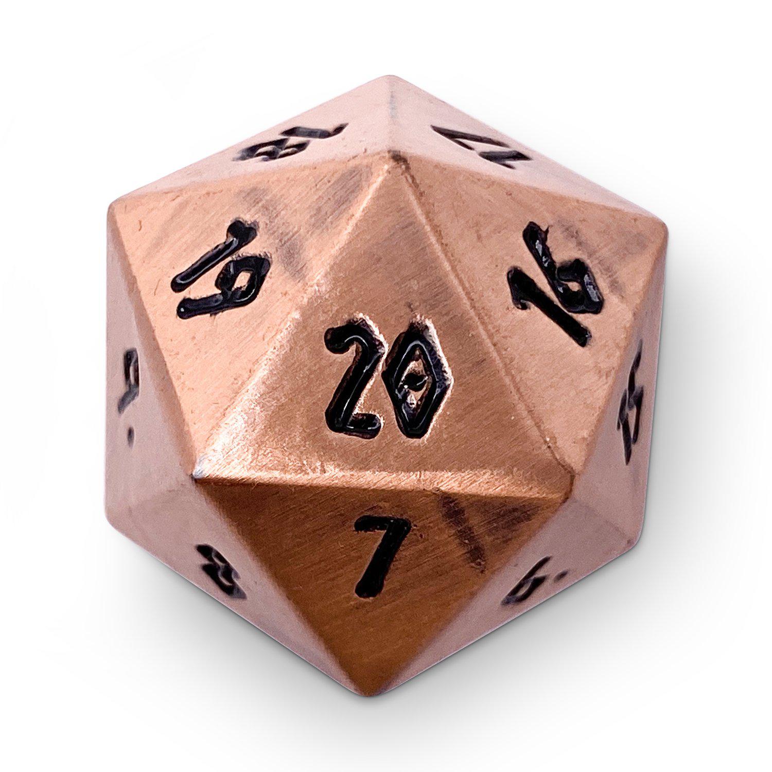Gnomish Copper Metal Countdown Dice 25mm-Zinc Alloy Dice-Norse Foundry-Norse Foundry-dungeons & dragons-d&d dice-rpg d20-metal d20-d&d-d20-countdown-25mm-perfect for tabletop rpgs